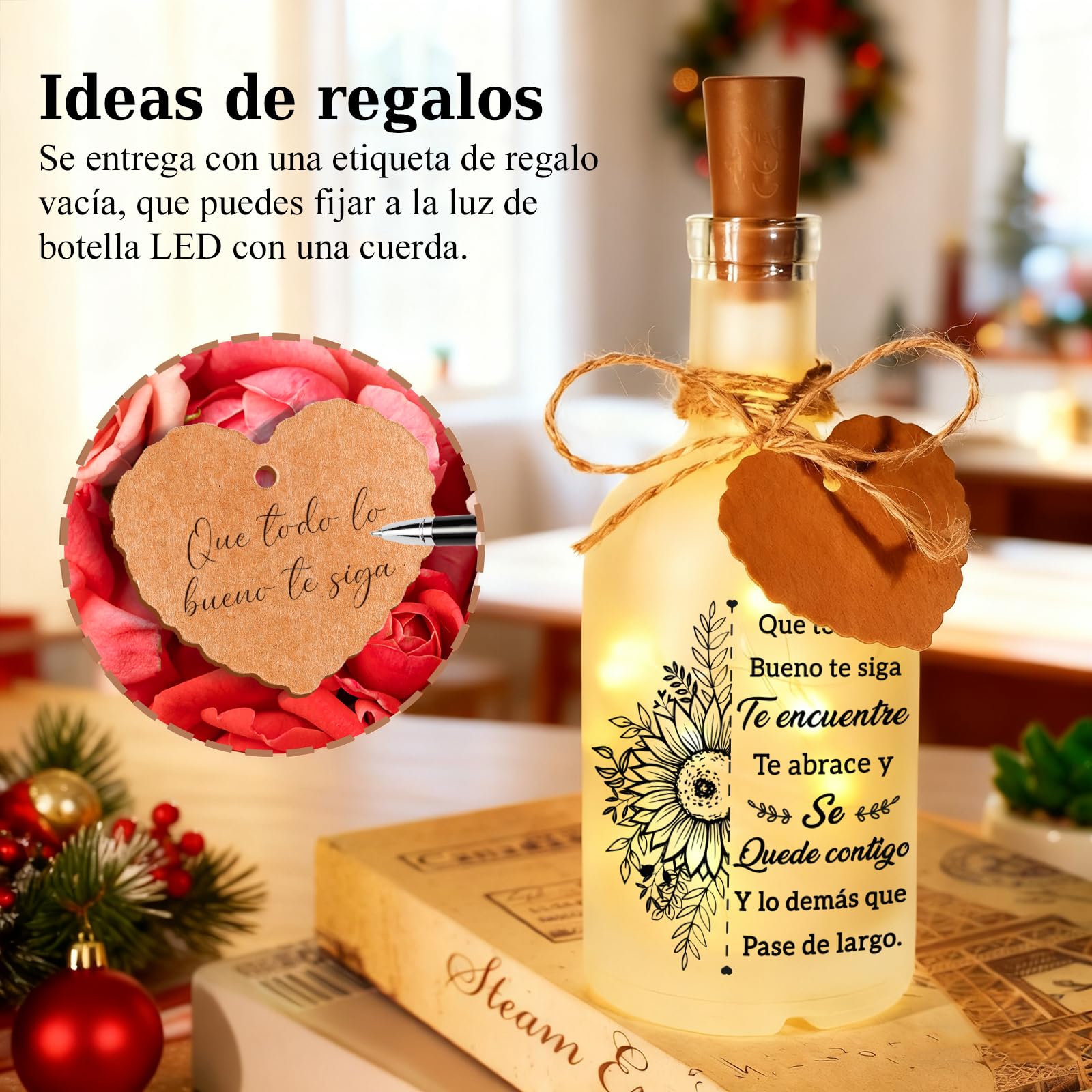 Vetbuosa Regalos Navidad Originales para Mujer, Lámpara de Botella, Regalo de Reyes Mujer Cumpleaños, Regalo Amiga, Mama, Hermana