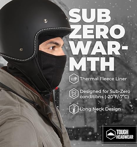 Vista 4 de Tough Headwear Máscara facial completa para clima frío, pasamontañas para hombre, calentador de cara, forro polar de invierno, máscaras de esquí