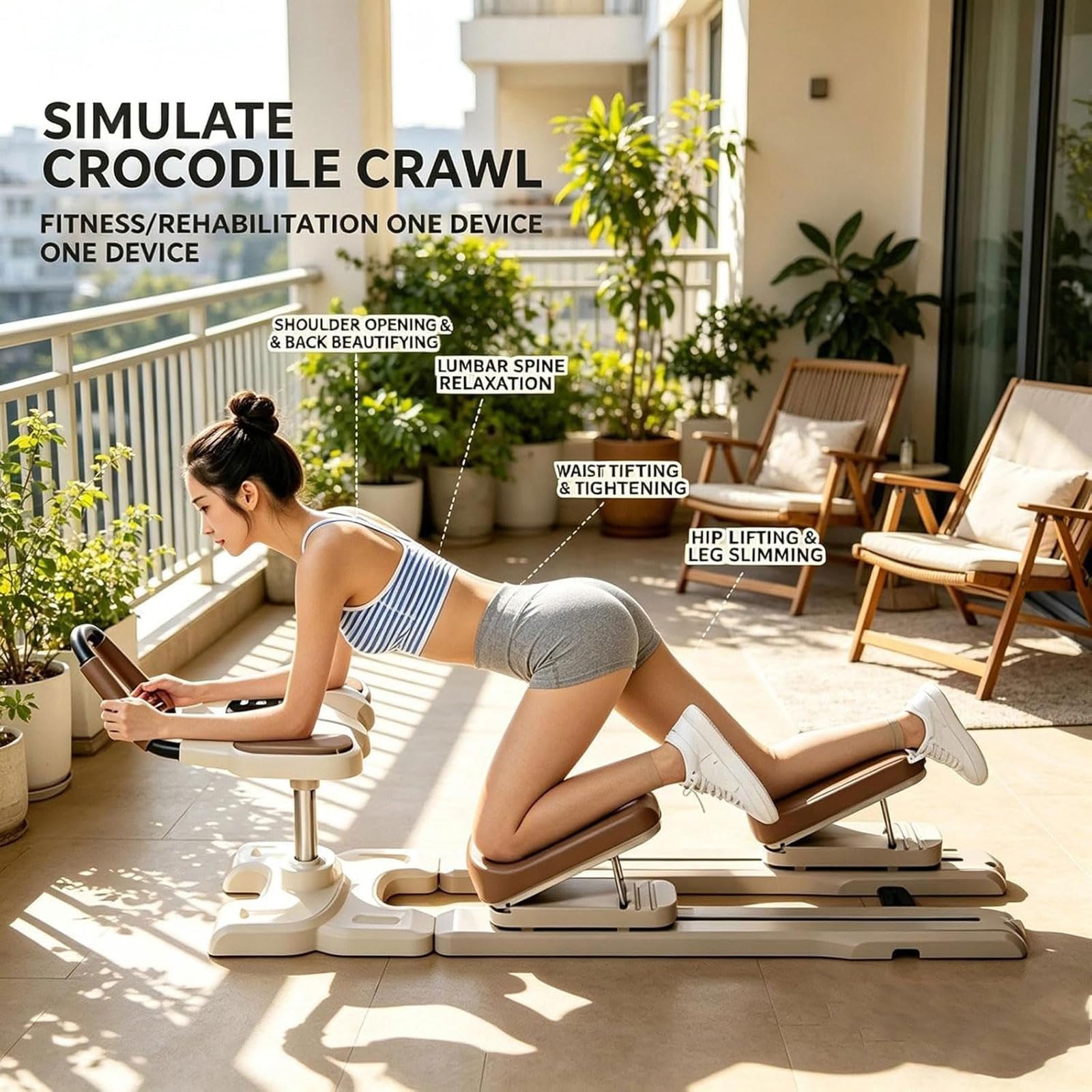 Sprzęt fitness do domu, spine Twist & Stretch Trainer, Crawling Training Machine – 3-stopniowa regulacja wysokości i nachylenia – deska pilates z wyświetlaczem LED – do domowego studia fitness