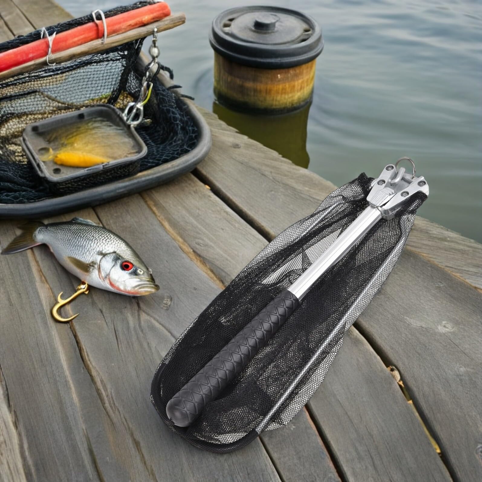 Retino Pesci Triangolare Pieghevole in Lega di Alluminio 3 Pezzi | Retino Pesci Pieghevole Triangolare, per Pesci e Gamberetti, Uso Outdoor e Pesca