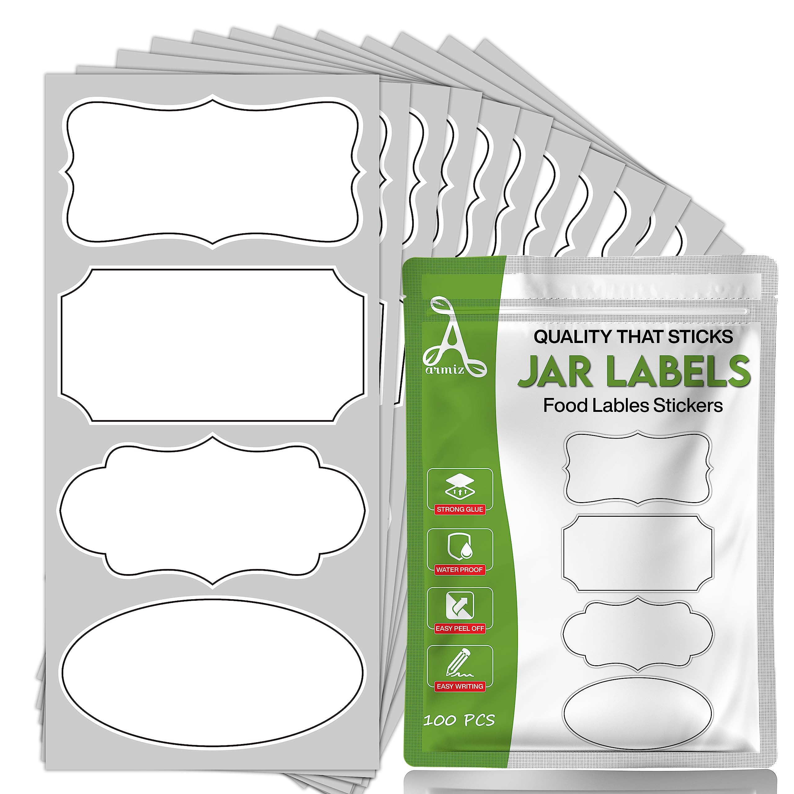 Buy ARMIZ100 Pcs Jam Jar Labels White Sticky Labels for Jars Perfectly