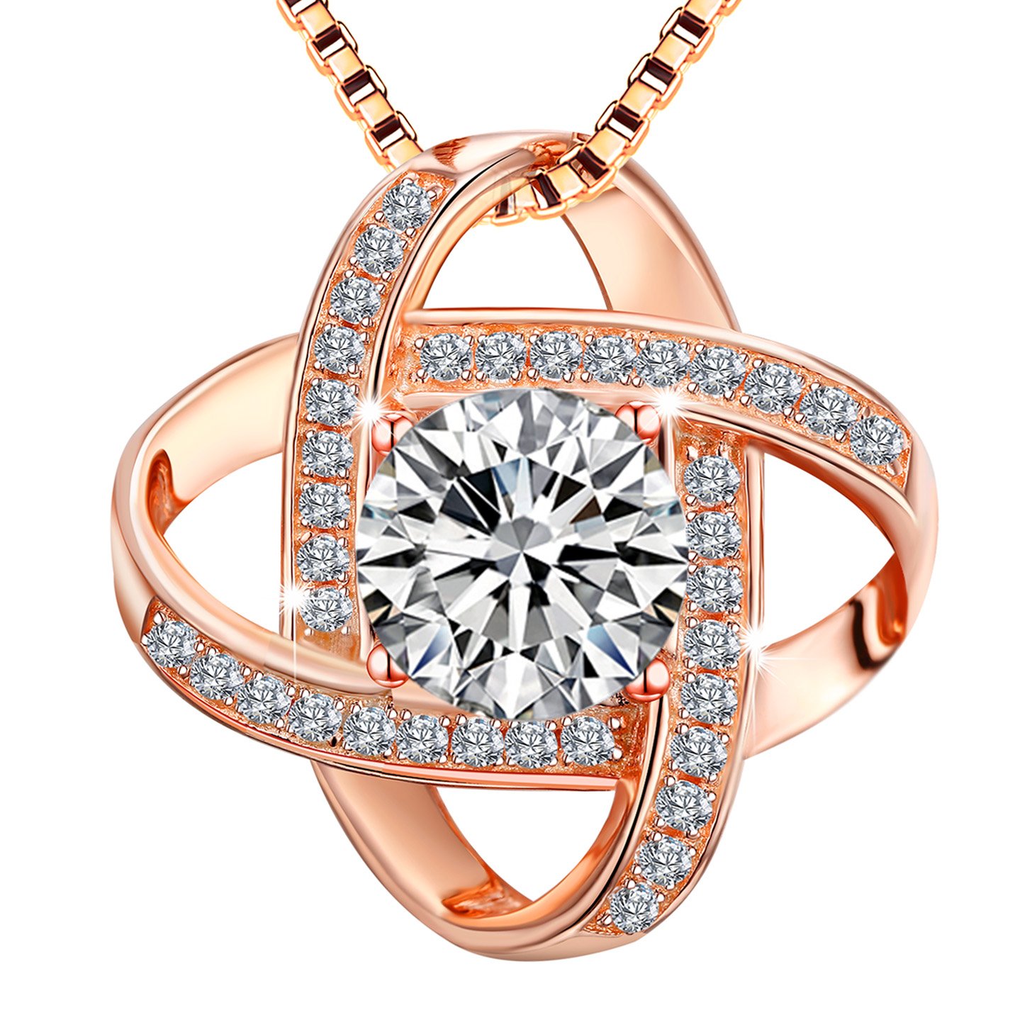 Fashion Crystal 18K Rose Gold Plated 925 Sterling Silver Heart Pendant Necklace for Women Gift Packing J.Rosée Fashion Jewelry JR618