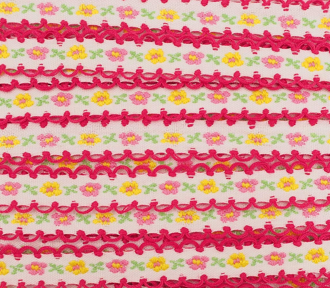 RayLineDo 22 Yards DIY Handmade Lace Rural Style Applique Sewing Craft Wedding Bridal Dress Embellishment DIY Party Decor Clothes Accessory (Rose)