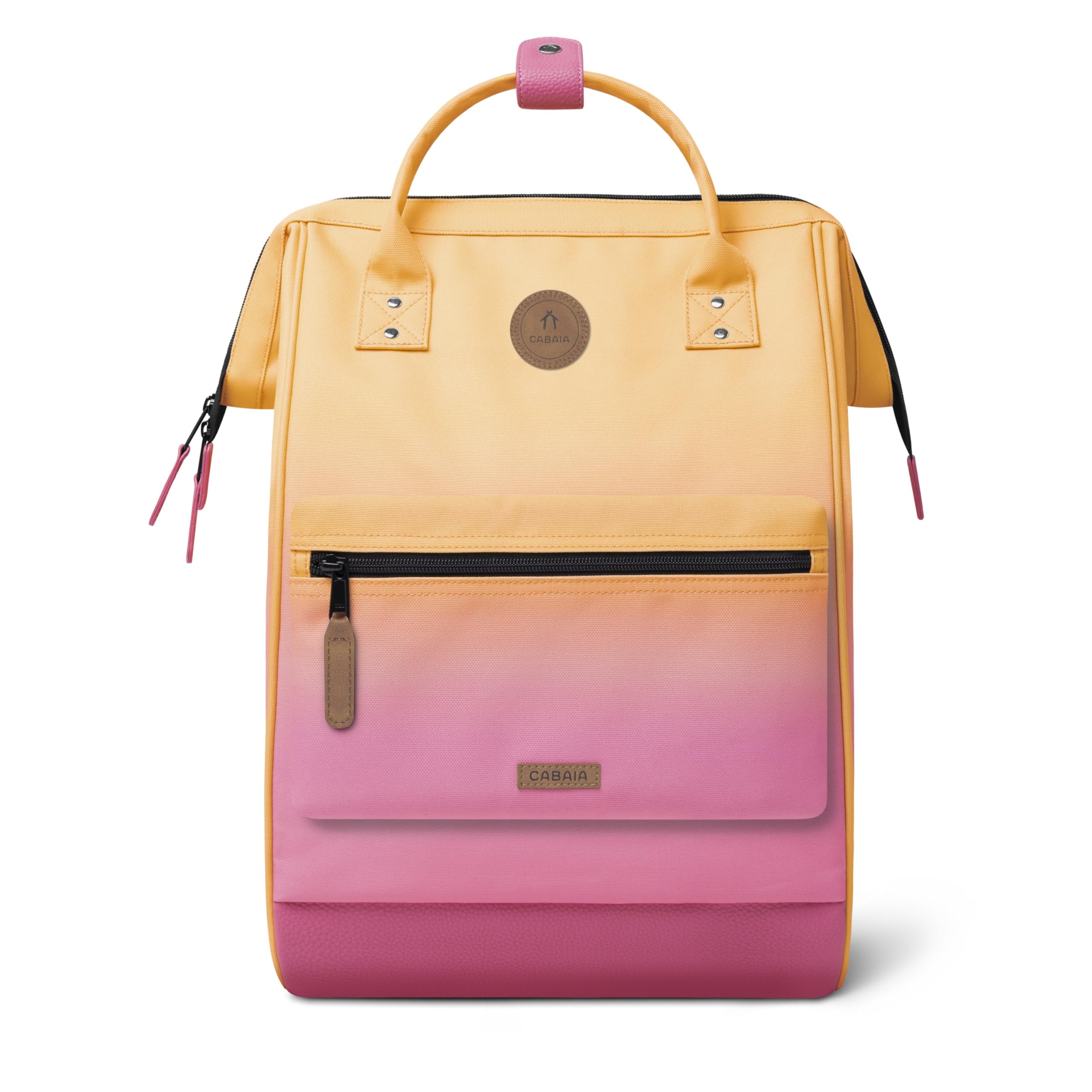 CABAIA - Sac à Dos Adventurer Cabourg - Large 23L - Déperlant - Compartiment Ordinateur Portable 15" - 2 Poches - Certifié Vegan - Sac Voyage, Affaires, École pour Homme et Femme - Rose