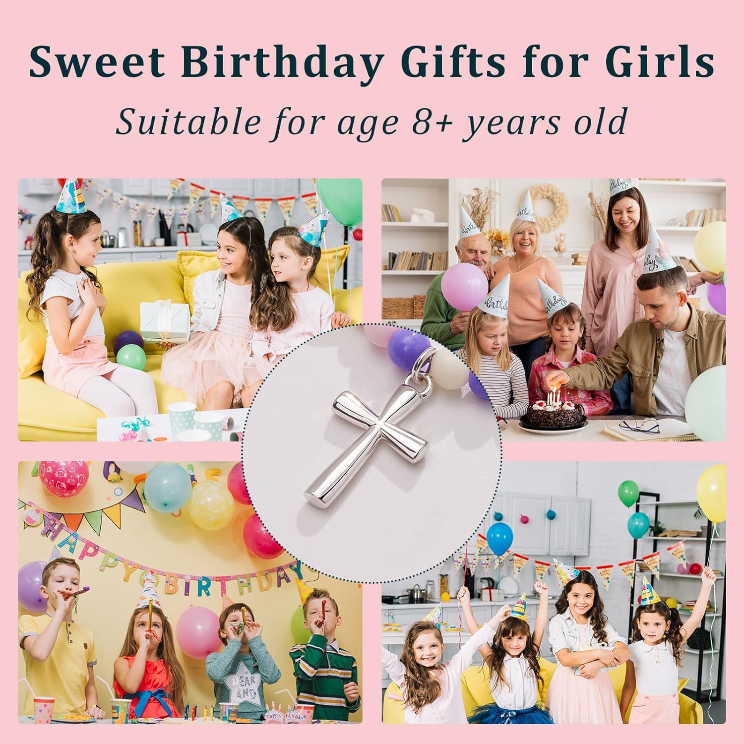 Easter Basket Stuffer Cross Necklace for Girls, Happy 8th-18th Birthday Necklace Gifts for Teen Girls Heart Cross Necklace Christian Jewelry First Communion Baptism Confirmation Gifts - Image 7