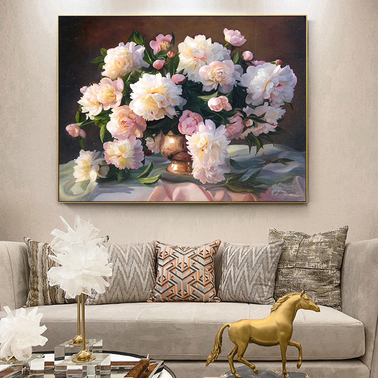 Abstrakcyjny kwiatowy obraz na ścianę. Plakat z pięknymi kwiatami. Ponadwymiarowa sztuka ścienna. Nowoczesne obrazy do dekoracji salonu. 30 x 42 cm (11,8 x 16,5 cala) bez ramy