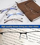 4-pack Blue Light Blocking Reading Glasses for Men Stylish Metal Readers with Spring Hinges Anti Glare/Eye Strain Uv Filter