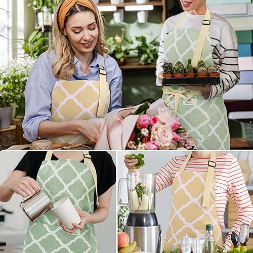 Miniatura 7 de 2 delantales para mujer con bolsillos, delantales de cocina impermeables de lino de algodón, delantal de chef para hombres y mujeres con correa