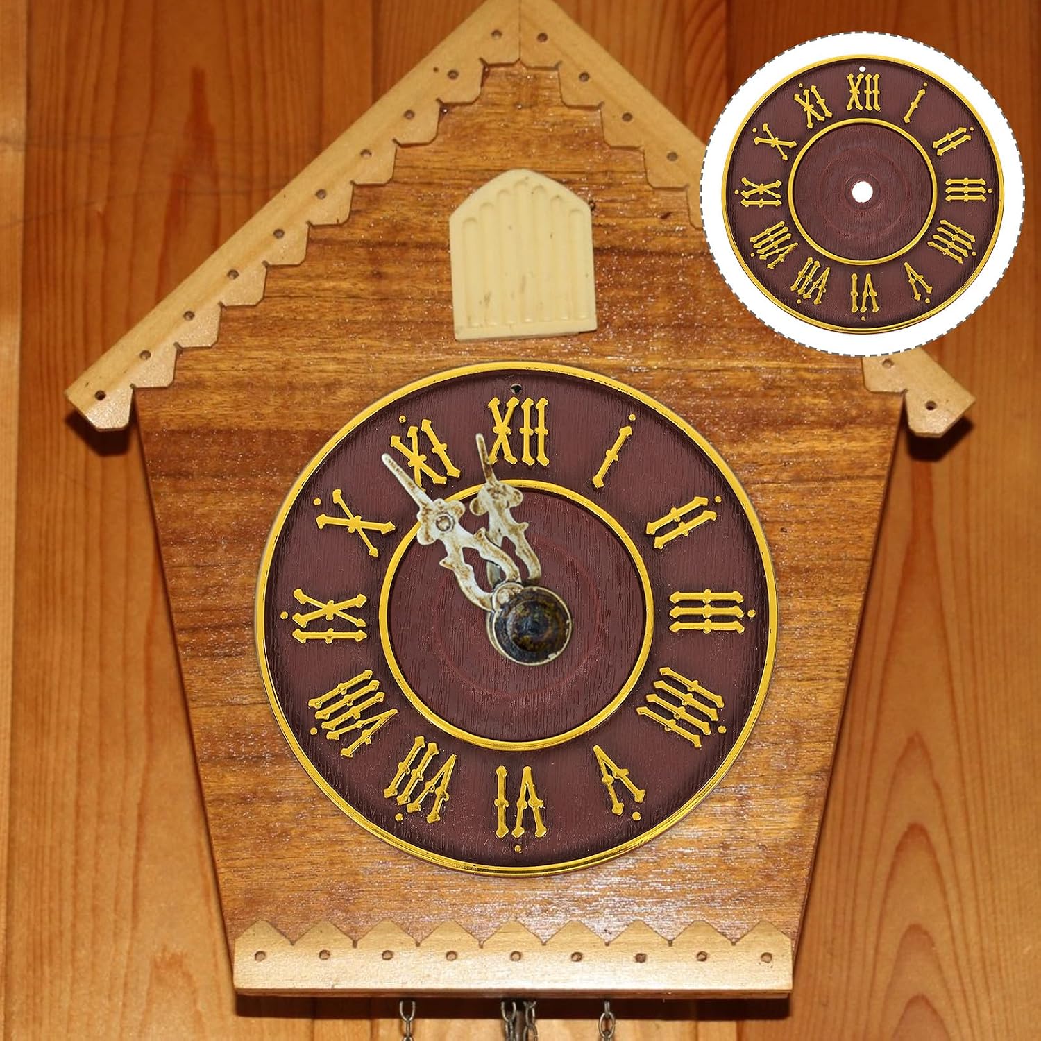 DOITOOL Vintage Cuckoo Clock Face, Metal Dial Replacement Part for DIY