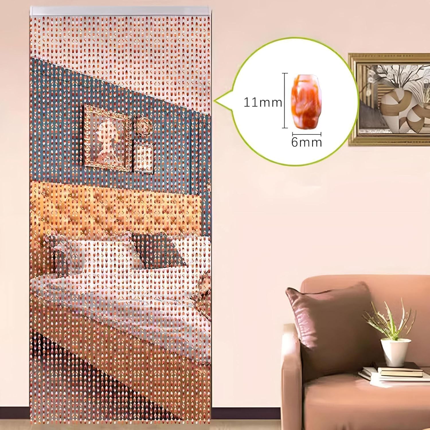 Rideau de perles de cristal - Séparateur de pièce décoratif et suspension de porte, protection contre les insectes pour les espaces intérieurs