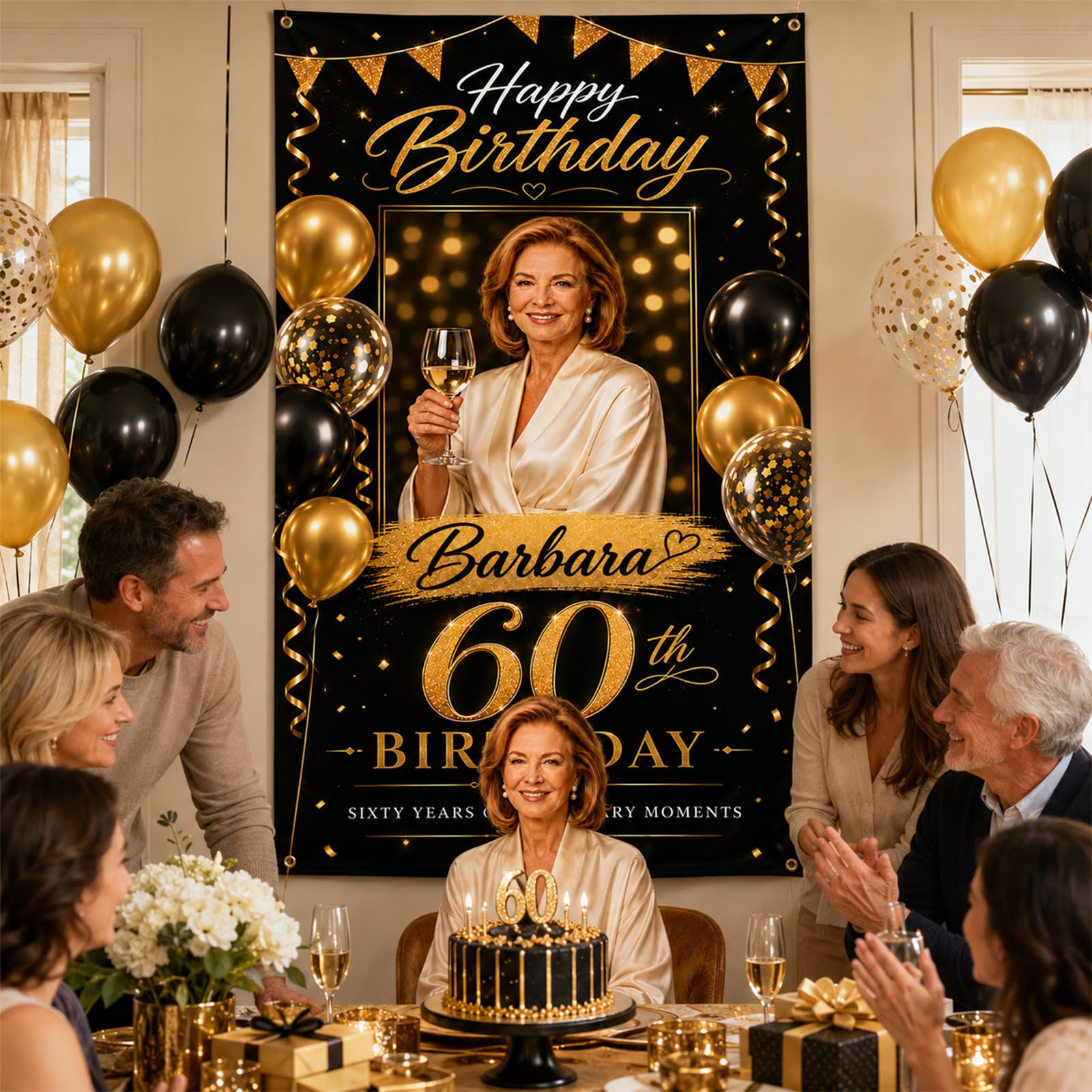VJY Personalised Happy Birthday Banner, Custom Birthday Banner with Photo, Style 1 - Image 4