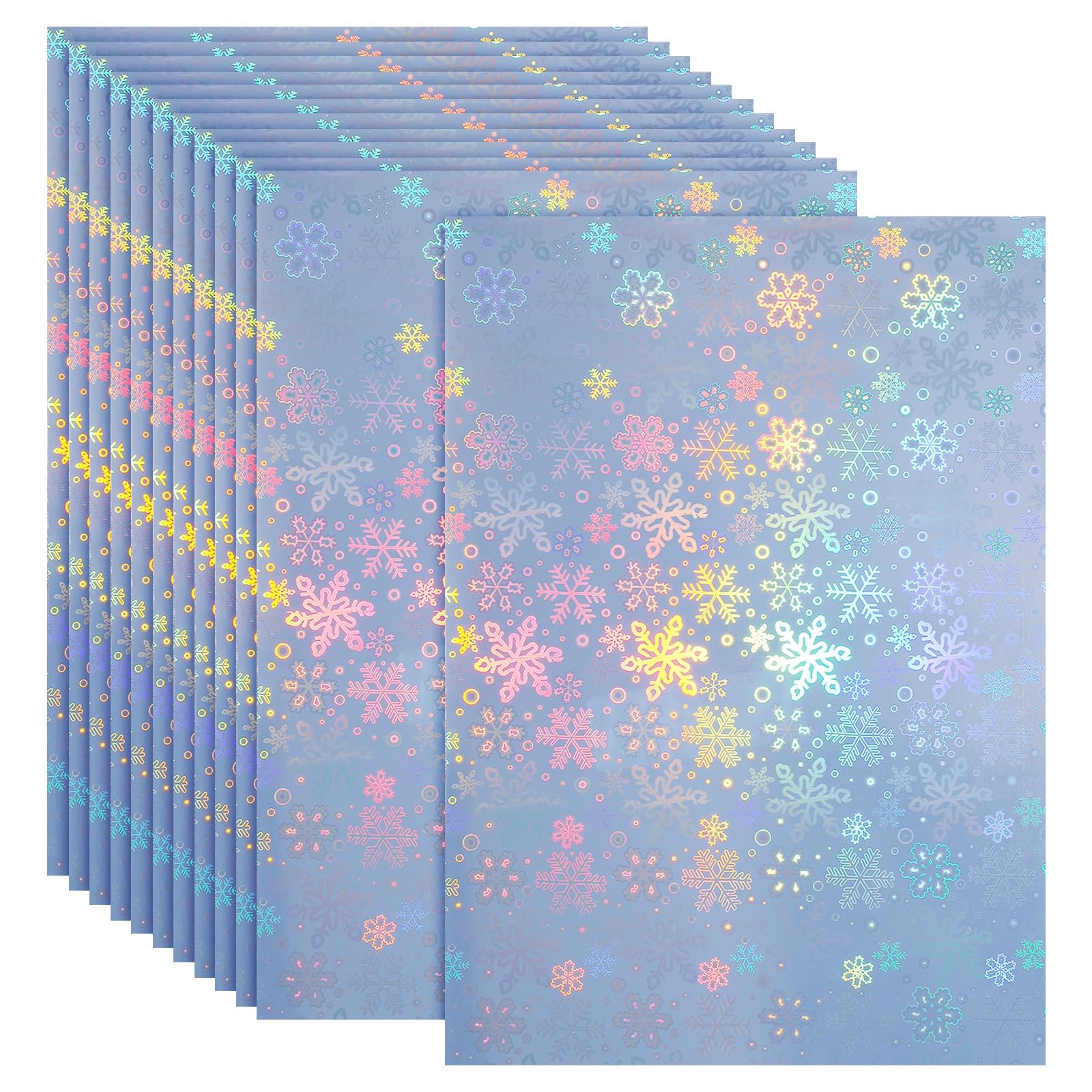 PATIKIL 12x8 Inch Printable Holographic Sticker Paper, 12 Sheets Vinyl Sticker Paper A4 Waterproof Quickly Sticker for Laser Printer Inkjet Printer, Snowflake Pattern