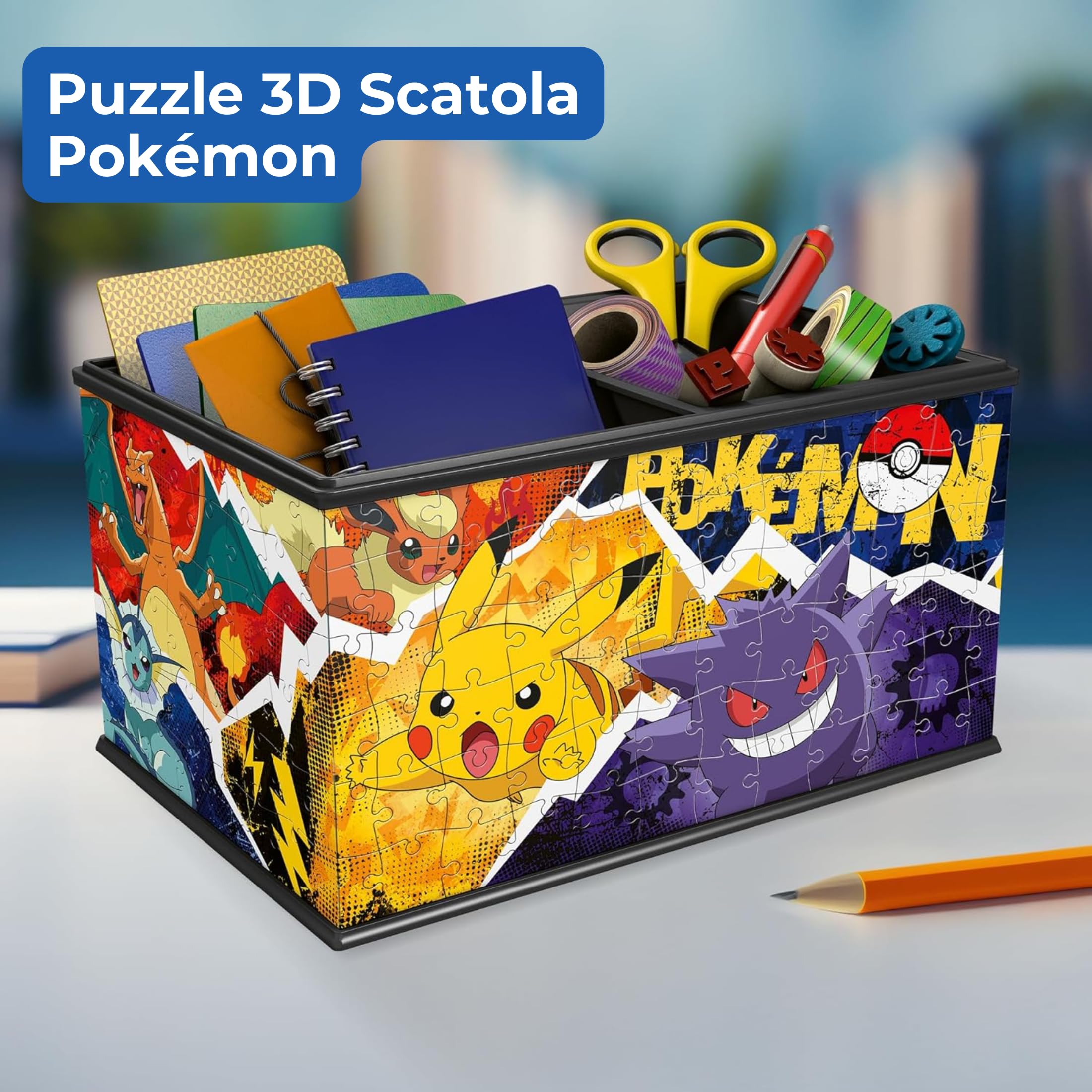 Ravensburger - Puzzle 3d Pokemon Storage Box | Puzzle 3d Bambini A Partire Dagli 8 Anni | Modellismo Da Costruire Bambini Di 216 Pezzi | Regalo Bambino 8 Anni E Più