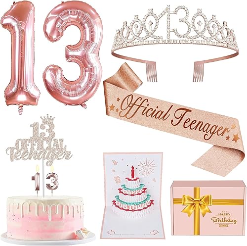 Miniatura 277 de Decoraciones de cumpleaños número 17 para niña, incluyendo tiara y banda de cumpleaños de 17, decoración para pastel y velas, globos de números