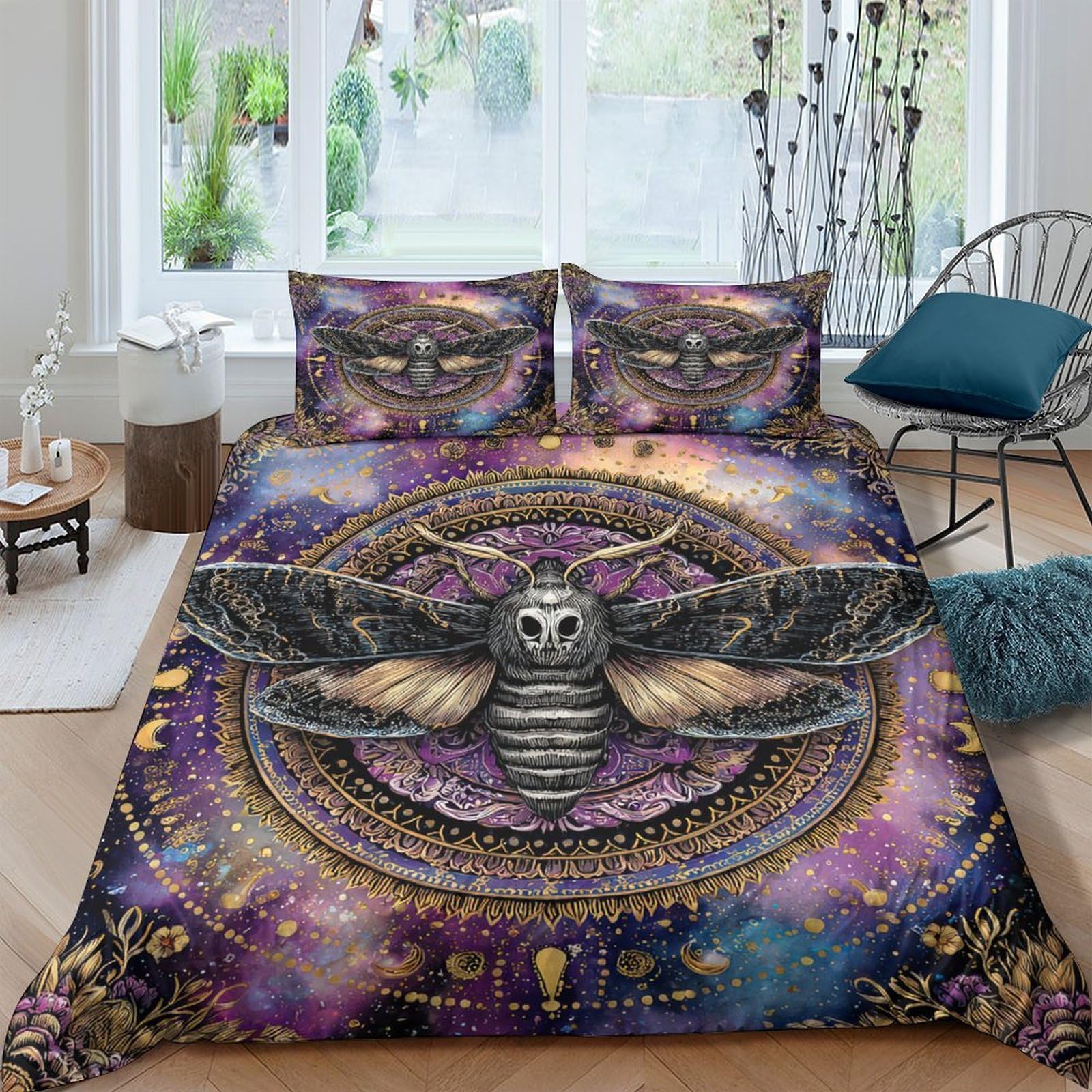 Ctjqhvkz Style-2 3D Printed Mystic Owl Fitted Sheet Microfiber Soft Purple Galaxy Mattress Cover For Bedroom Dorm Mattress Protection Decor Single（135X200cm）