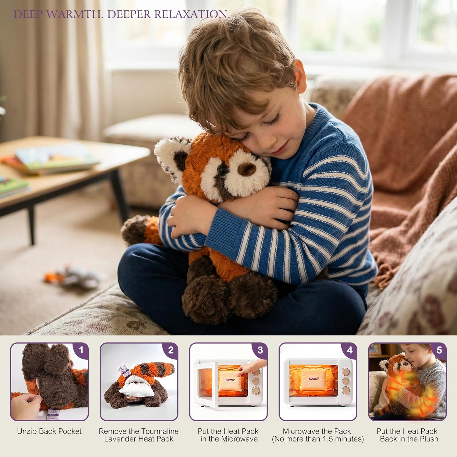 KOWSI® AI DouBao Interactive Talking Red Panda Plush – 1.4LB Microwavable Heatable Stuffed Animal with Tourmaline Lavender Heat Pad - 10" Educational STEM Toy Gifts to Learning Language Speaking