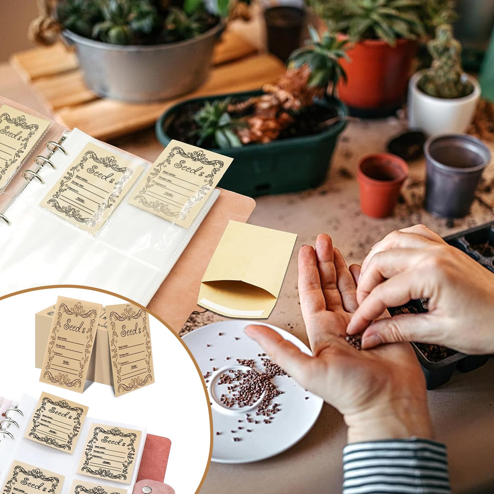 100 Samen-Umschläge + Organizer Box - Komplett-Set Für Garten & Saatgut Aufbewahrung