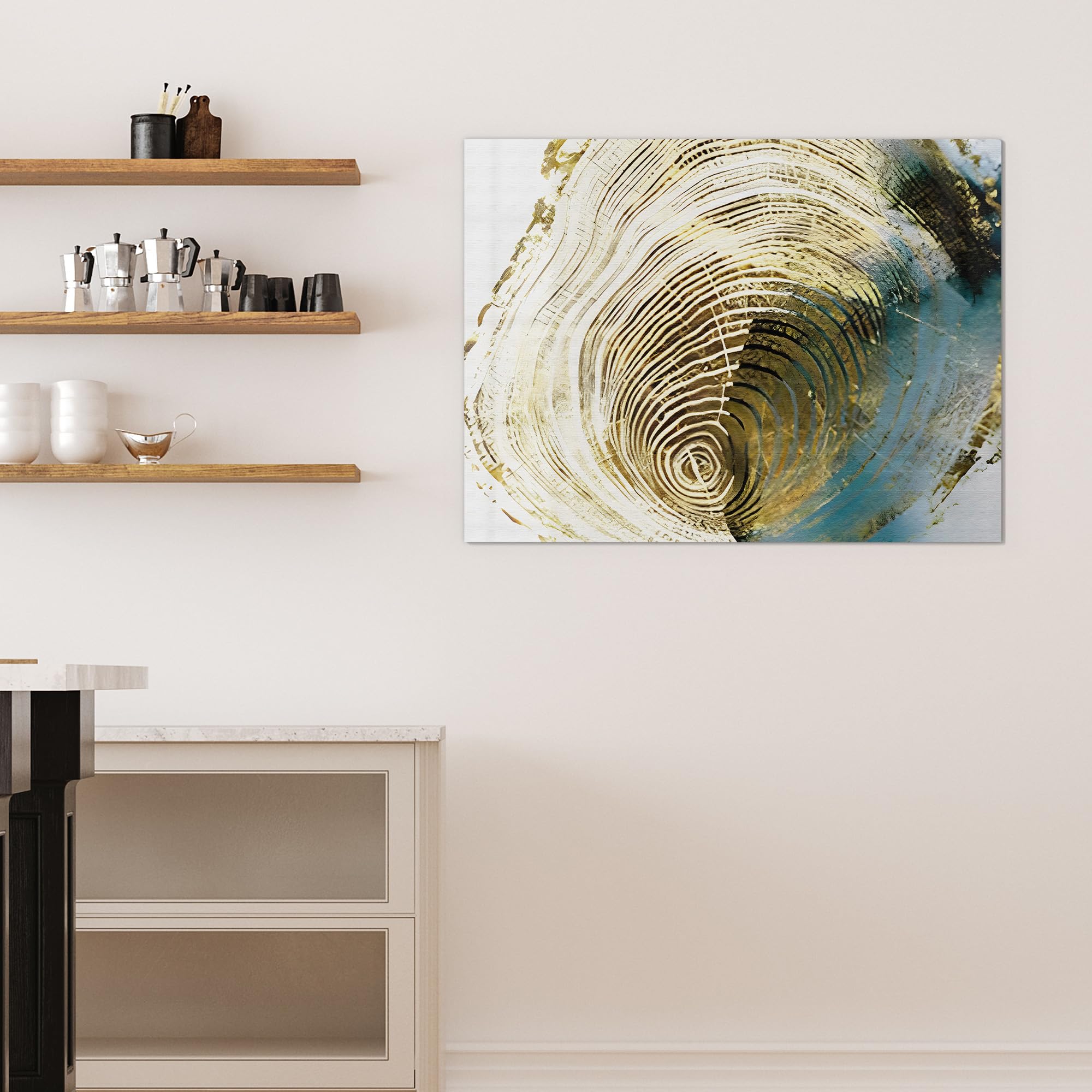 DEQORI Szklana tablica magnetyczna | wymiary 120 x 90 cm | motyw "złota głębokość" | tablica do notatek ze szkła | tablica magnetyczna z magnesami, długopisem i ściereczką do kuchni i biura | tablica