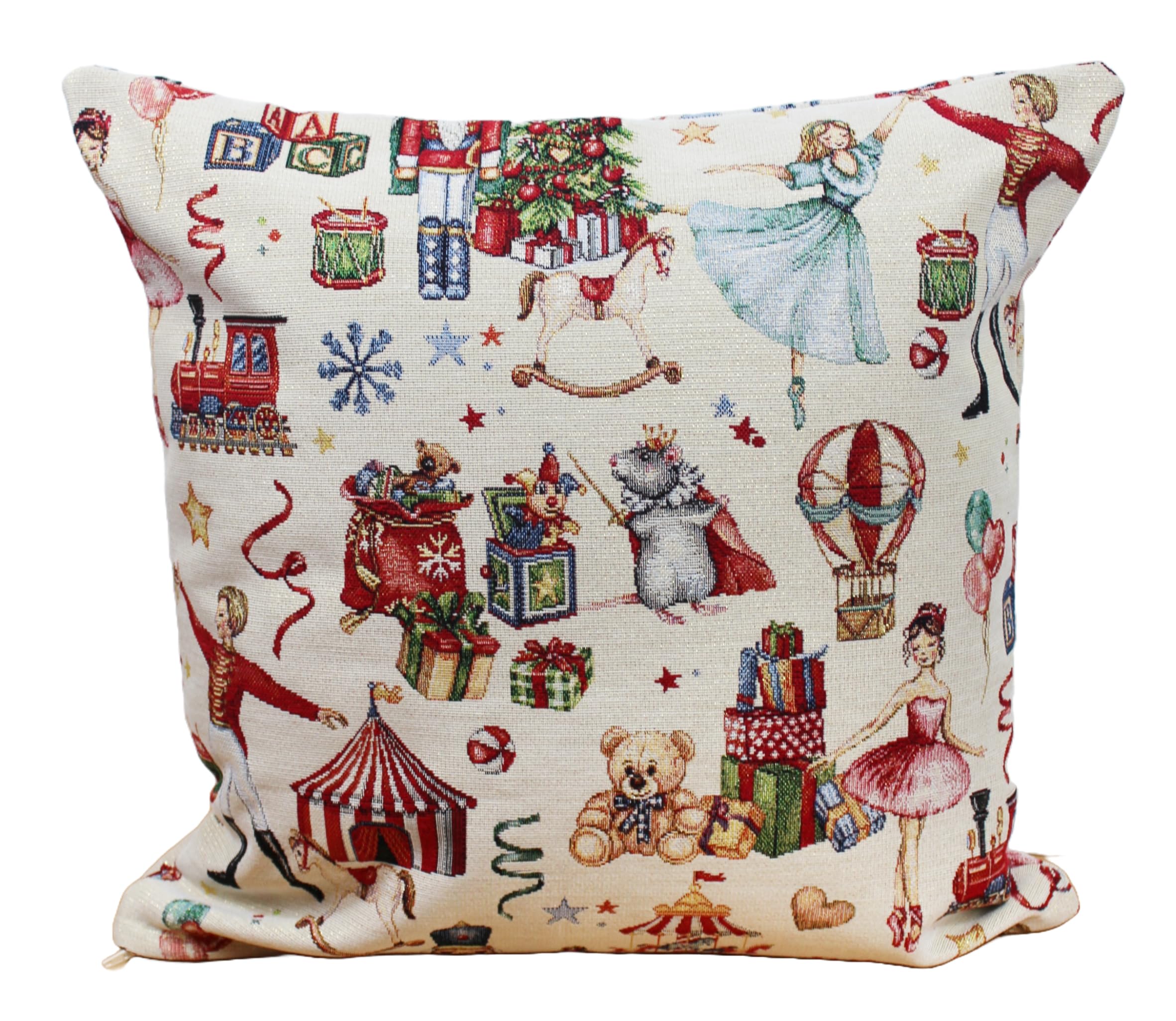 Peggy Wilkins Festive Fairground Christmas Tapestry Style Complete Cushion - 45cm x 45cm