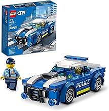LEGO City Police Car Toy 60312 para Niños de 5 Años en Adelante con Minifigura de Oficial, Pequeño Regalo Ideal, Serie Aventuras, Conjunto de Construcción de Persecución de Coches