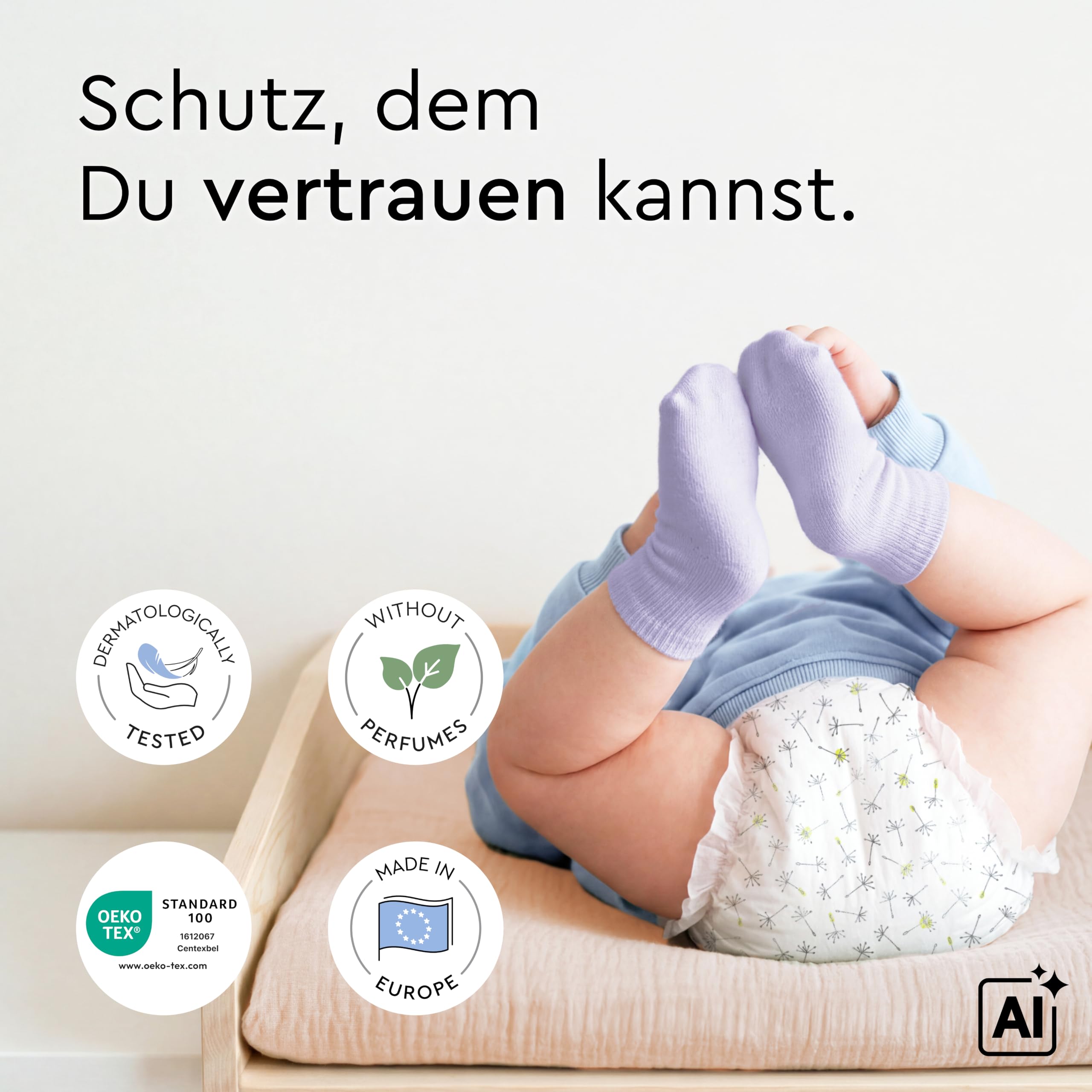 LILLYDOO hautfreundliche Windeln, Monatsbox, Größe 8 (17+ kg), 90 Stück | Sicherer Auslaufschutz, Weich, Ohne Parfüme & Lotionen für empfindliche Haut, Dermatologisch getestet
