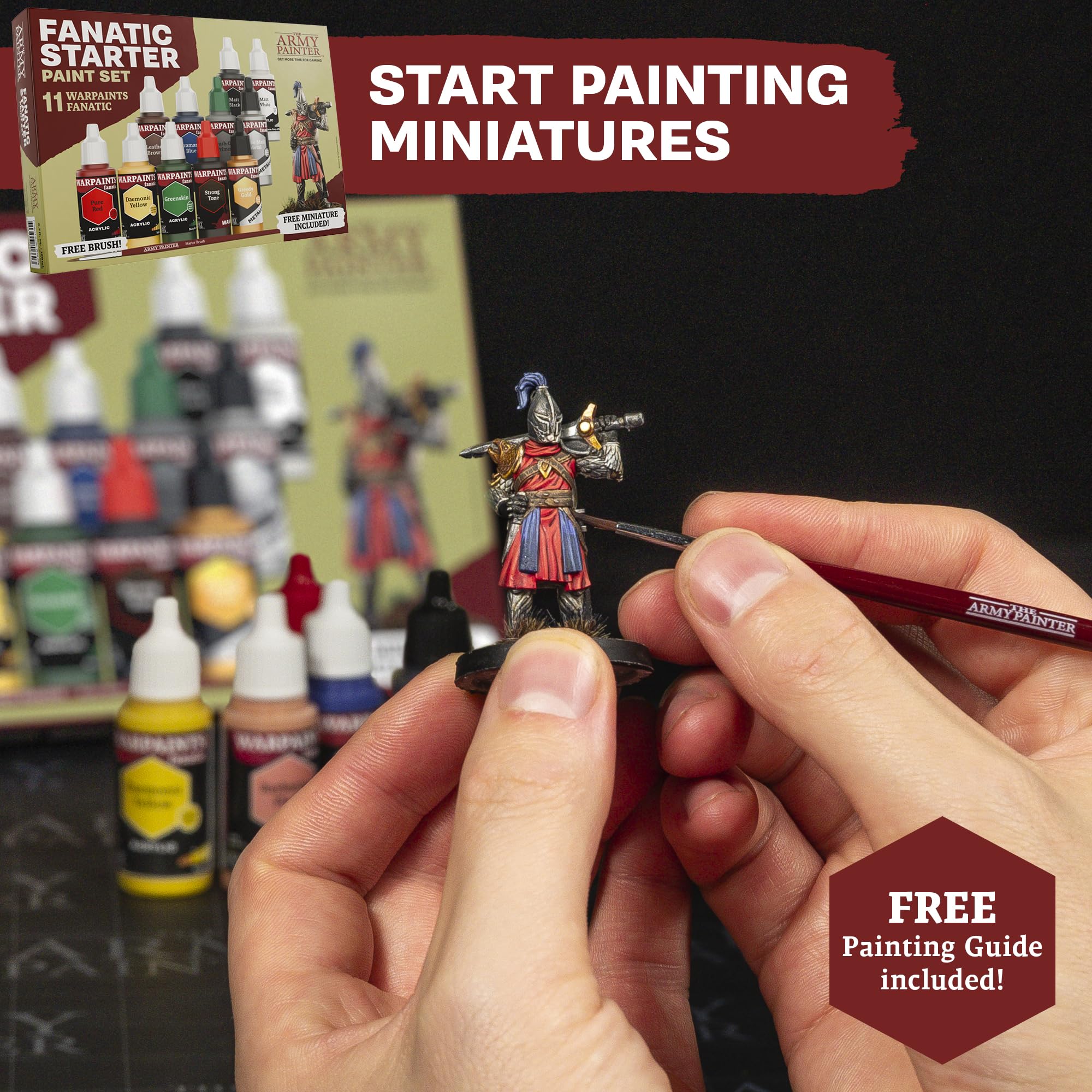 The Army Painter, Starter Bundle Plus+, zestaw farb dla początkujących | Speedpaint 2.0 i Warpaints Fanatic Starter Set, Wargamers XL Wet Palette i 2 pędzle, DnD i Warhammer