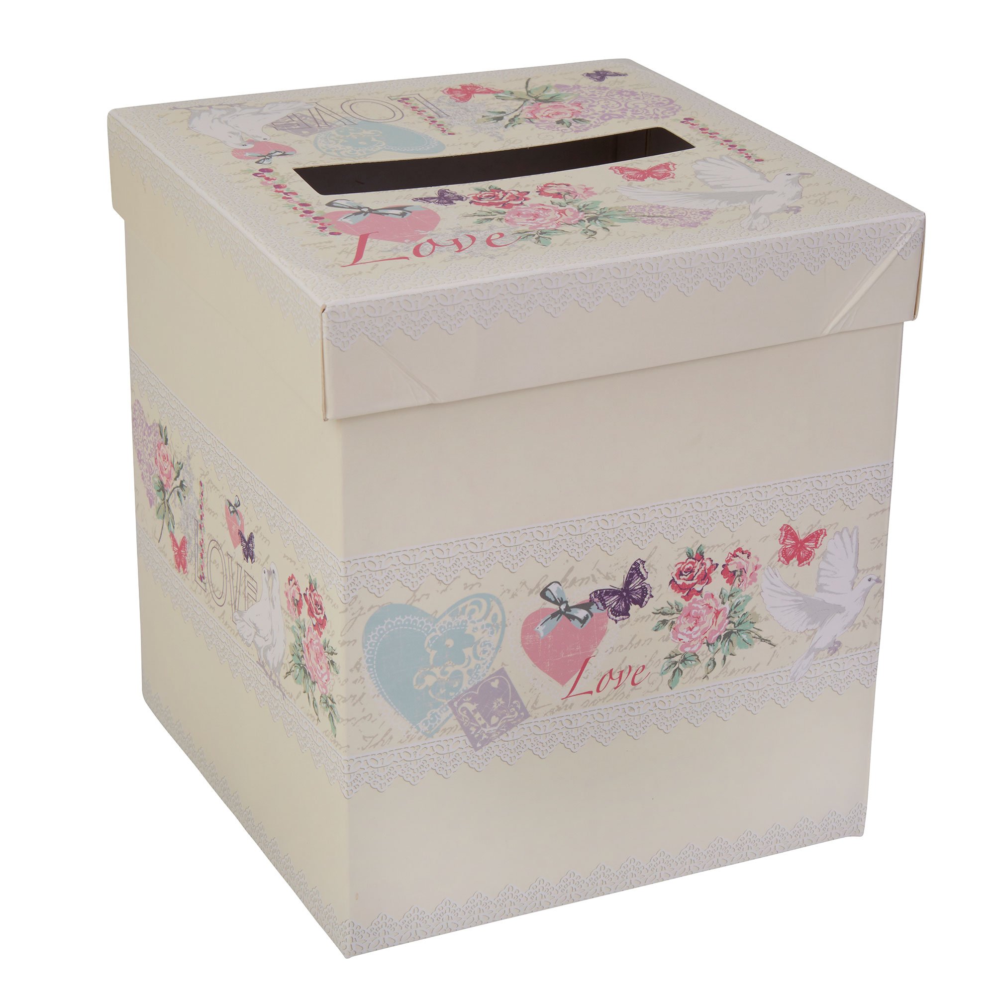Neviti With Love Wedding Wishes Box, Paper, Ivory, 14.3 x 14.3 x 17 cm
