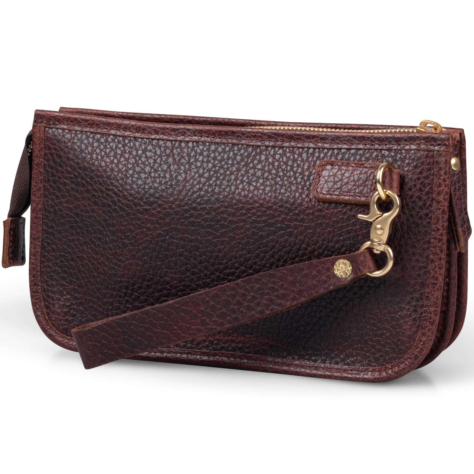 Thryxop Genuine Leather Wristlet Clutch RFID Blocking Bag, Zipped Pockets,6 Card Slots Purse.