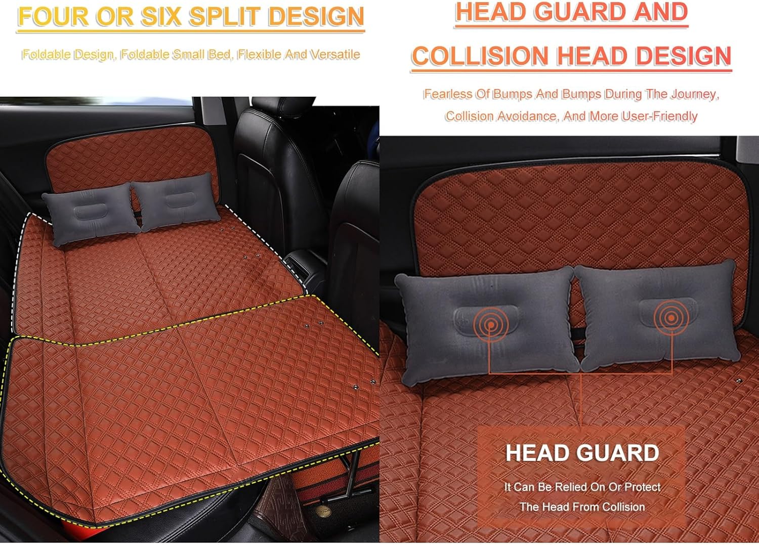 Non-Inflatable Foldable Car Mattress Mattress Pads Car Folding Bed Car Travel Bed Sleeping Car Back Seat Rear Mattress,C