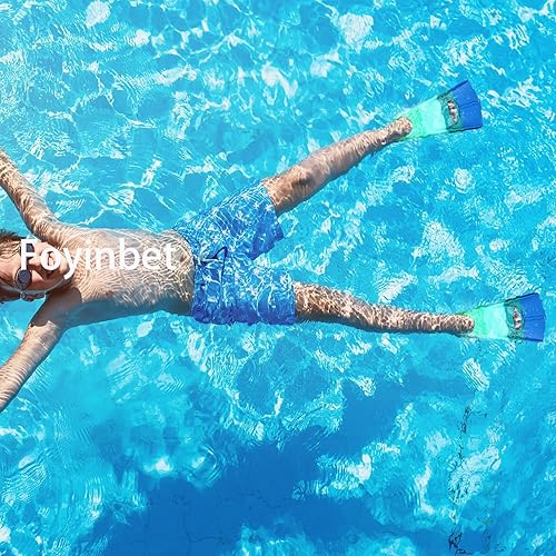 Miniatura 83 de Aletas de natación para niños, aletas cortas para niños y jóvenes, aletas de natación para entrenamiento de natación para niños, niñas, niños Azul,