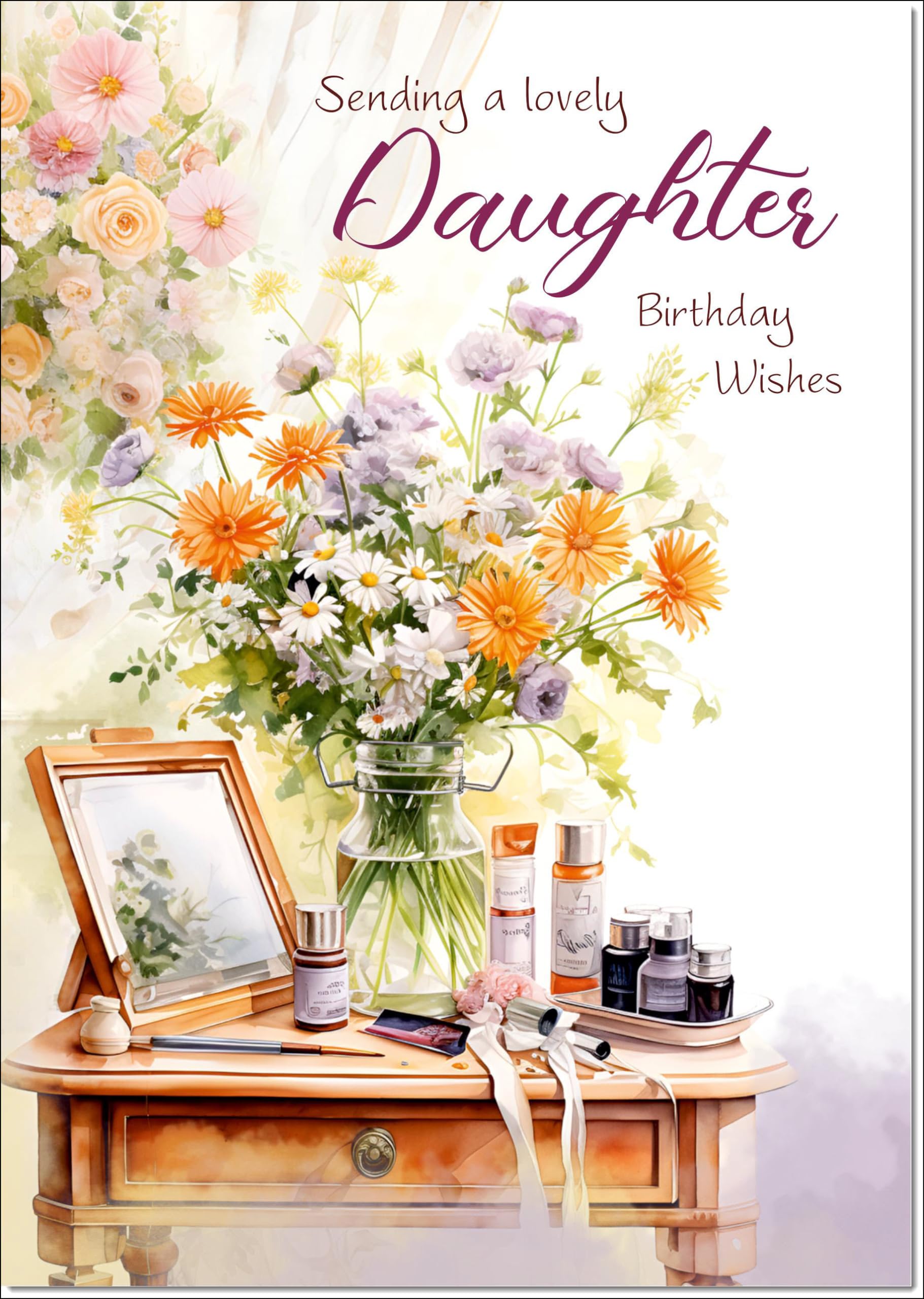 doodlecards Daughter Birthday Card Dressing Table Bouquet Large A4 Size with Plain Envelope — image 1