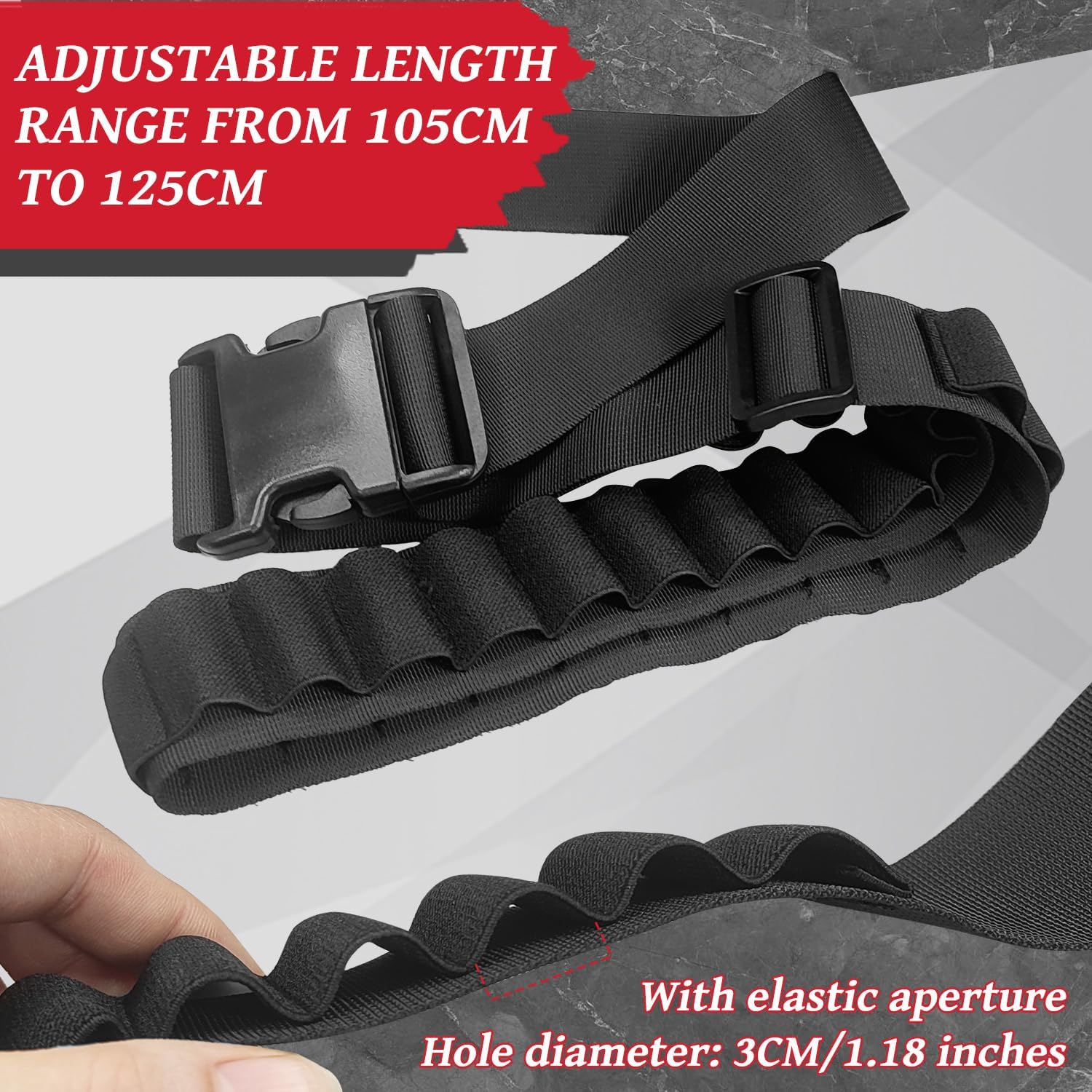 BOROLA Adjustable Nylon Foam Dart Belt Strap Quick Release Buckle 27 Bullet Holes, Compatible for NERF Mega & Compatible for N-Strike Elite Series, Ideal for Boys & Girls Gifts, Outdoor Play(Black) | Quick-release buckle, Compatible for NERF foam bullet for outdoor battles and team play