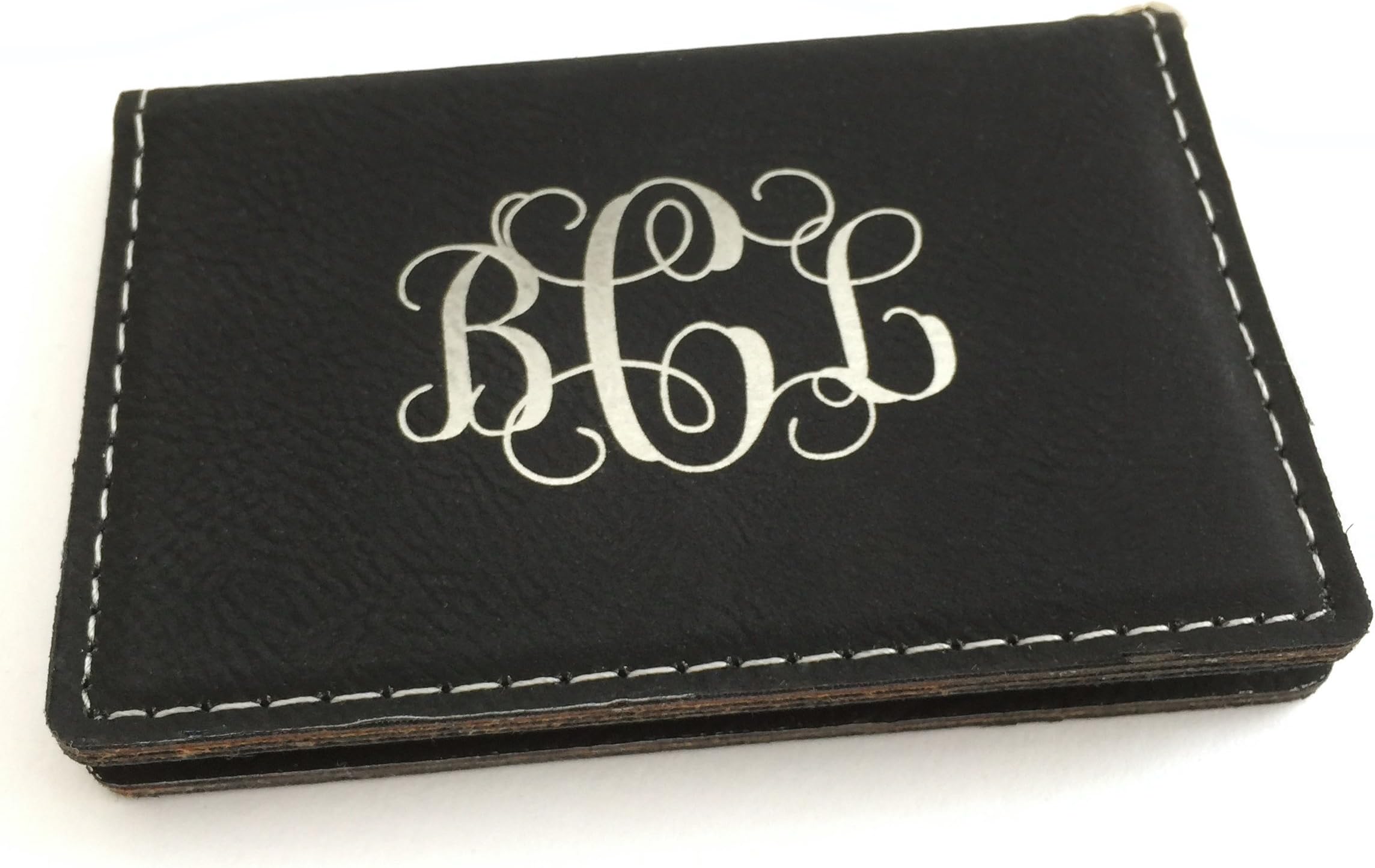 The Personal ExchangeMonogram Keychain Wallet ID Holder Faux Leather Personalized