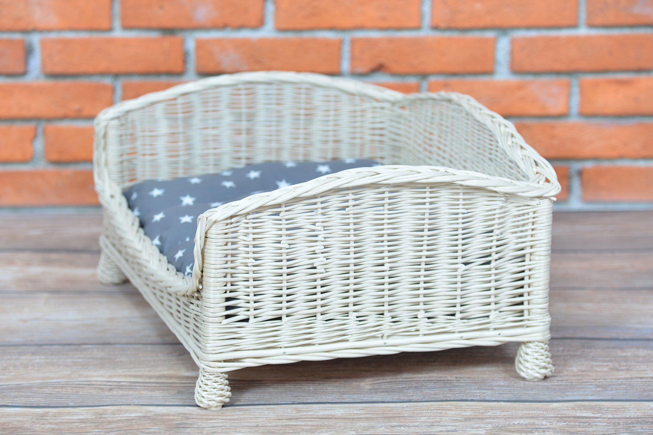 e-wicker24 Panier pour animaux/panier pour chien Un panier en osier pour un chien/chat avec un coussin doux, une chaise longue pour animaux, camp pour chat/panier pour chien, lit pour chien/chat (54 x