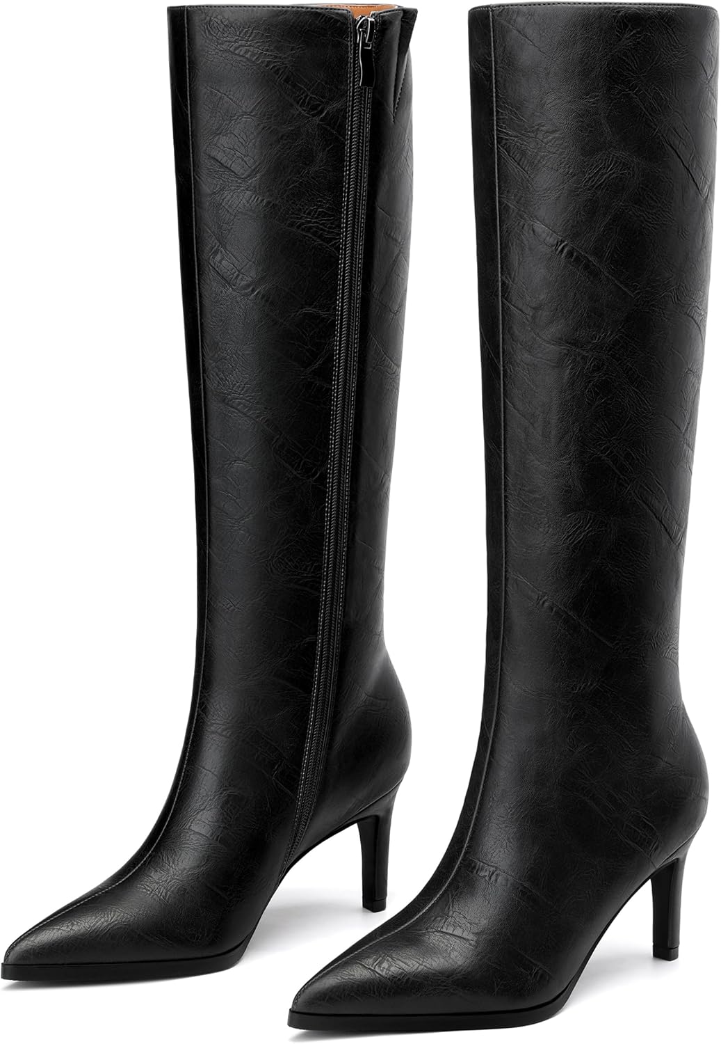 ROSERWISH Women’s Knee High Boots Pointed Toe Low Kitten Heel Tall Boots Comfortable Casual Fall Long Boots With Side Zipper - Image 5