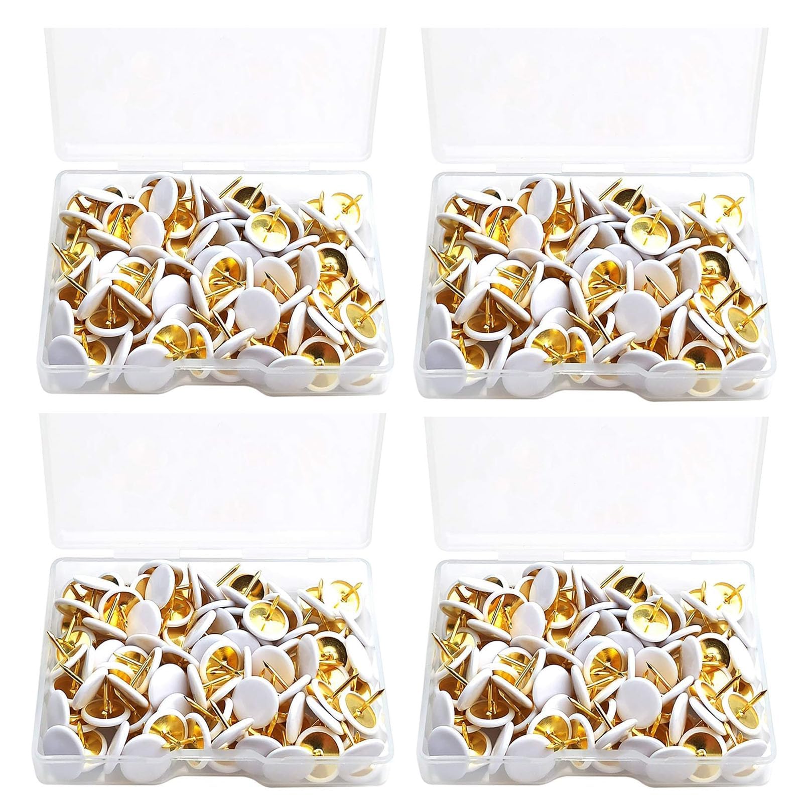 Dolaso 400 Pcs White Drawing Pins Kit,Round Head Thumbtacks Metal Push Pins With Storage Box Drawing Pins For Notice Board Decorative Thumb Tacks For Pinboard Bulletin Board Map Photo Wall