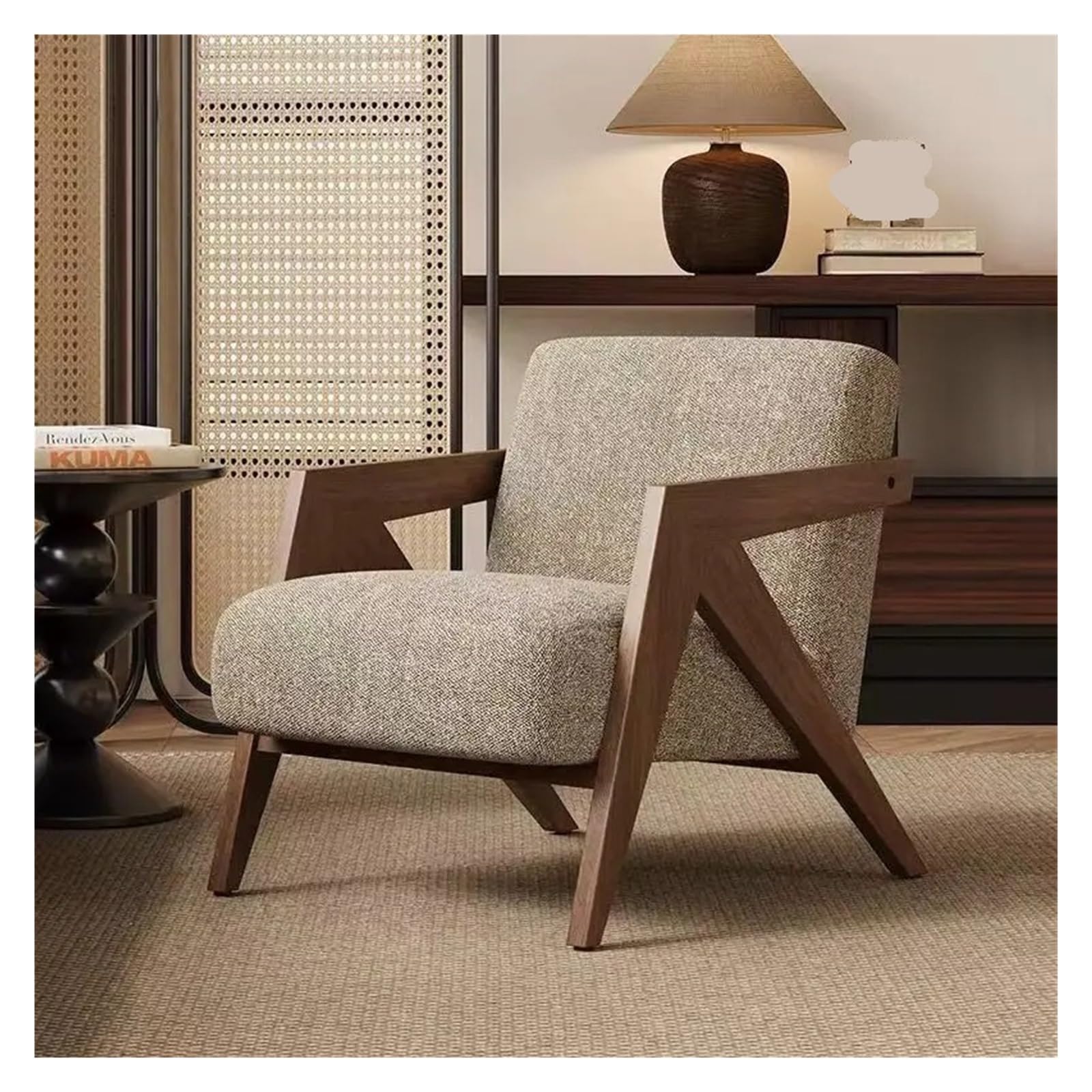 Sedia con accento a forma di uovo metà secolo, divano singolo retrò for soggiorno e balcone, comode sedute lounge(Walnut A)