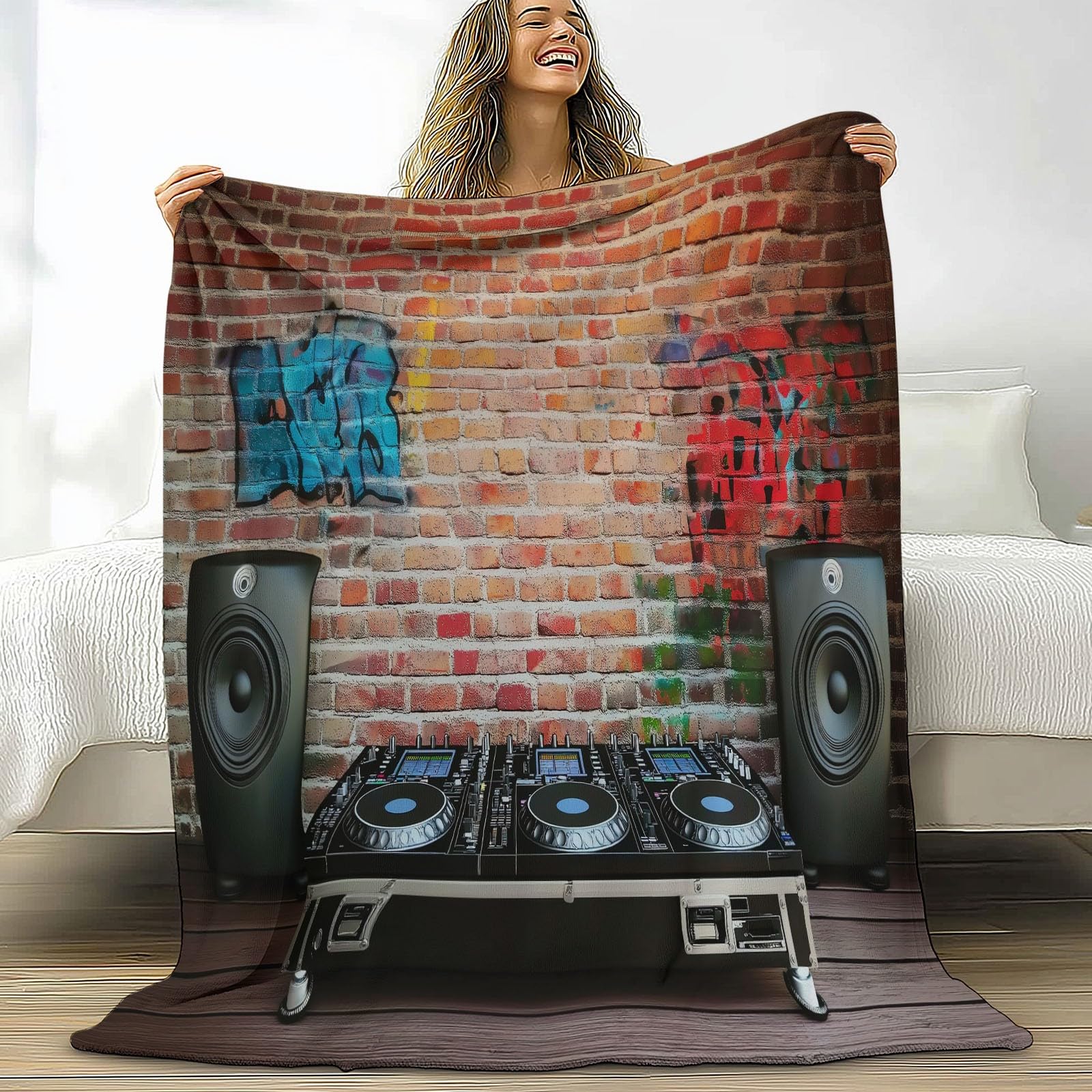 Koc polarowy z mikrofibry 220 x 240 cm, kreskówkowe studio 3D z cegły druk miękka flanelowa pluszowy koc na łóżko dla dorosłych i dzieci kemping, czerwony