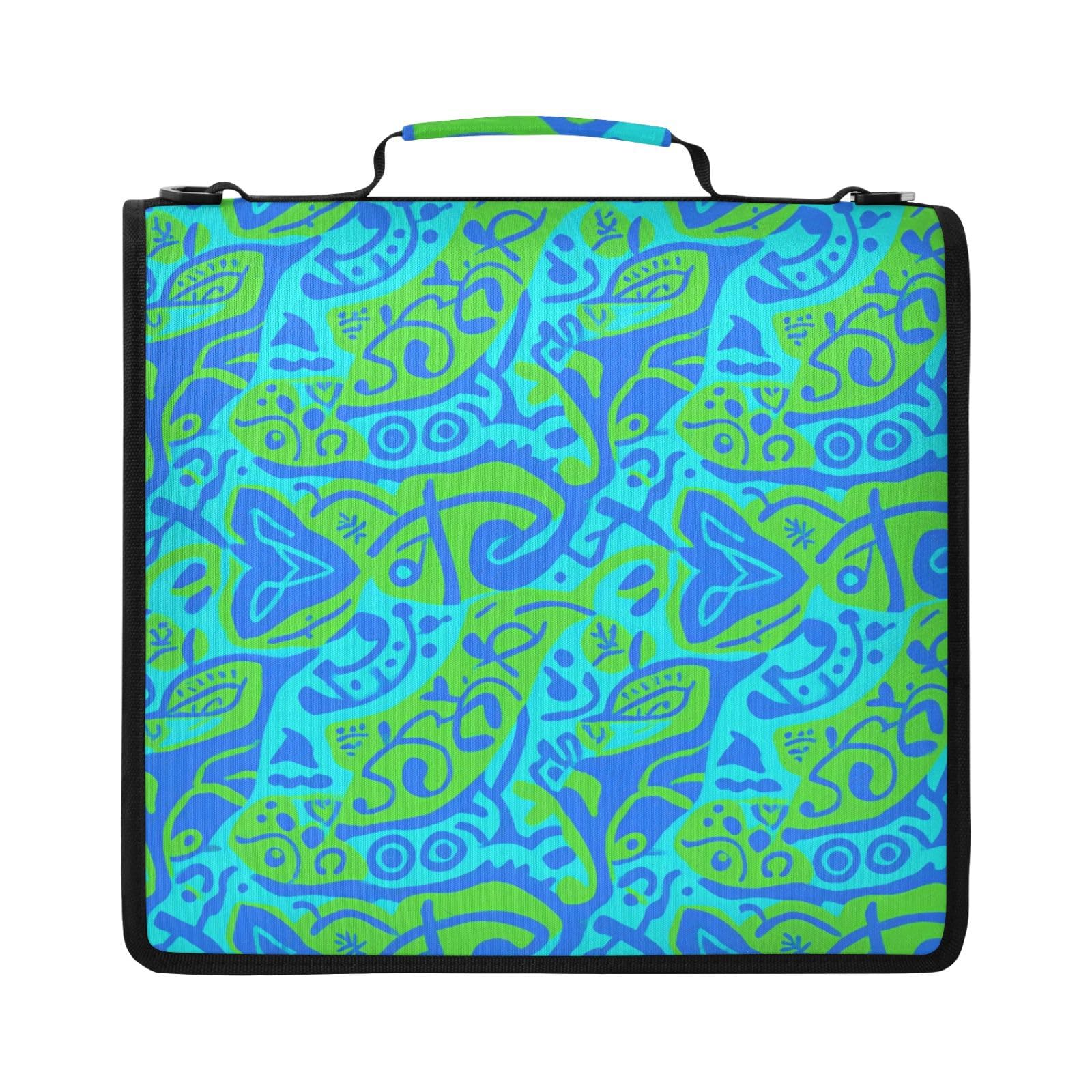 Paisley Blu Verde Modello Zipper 3 Anello Raccoglitore Bag