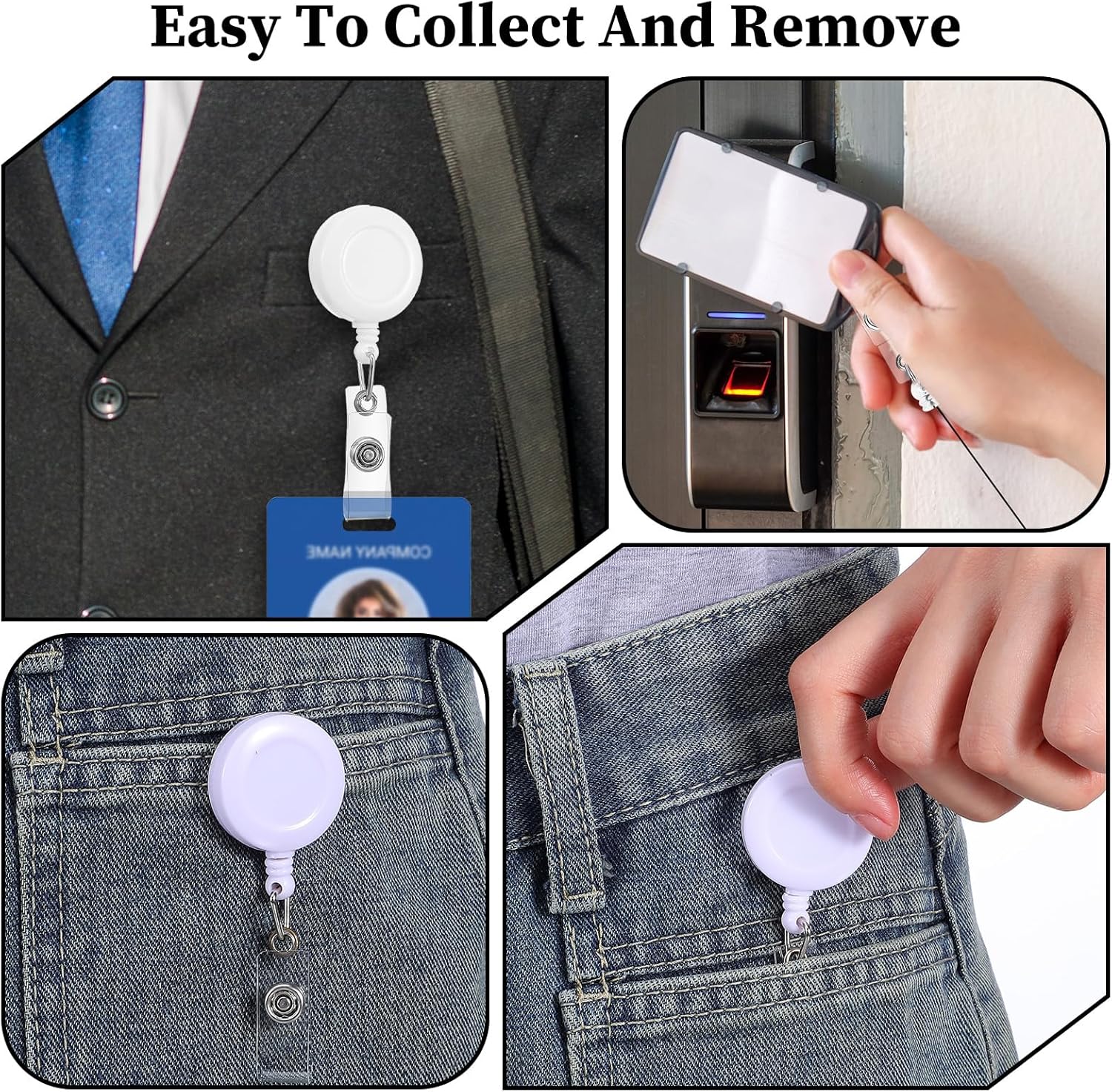 60 Pcs Retractable Badge Reels with Swivel Alligator Clip, Plastic ID Card Name Badge Holders for Office Workers Nurses, White - Image 5