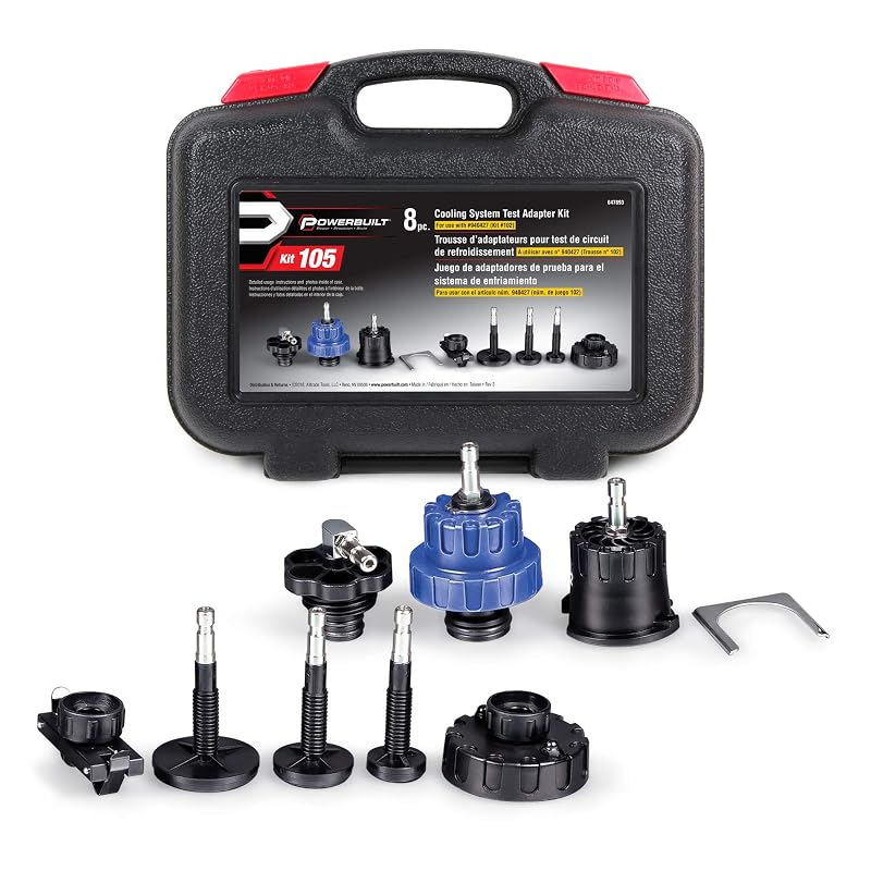 Kit de adaptadores para teste de pressão do sistema de arrefecimento Powerbuilt para 940427, modelo 647893, 8 peças