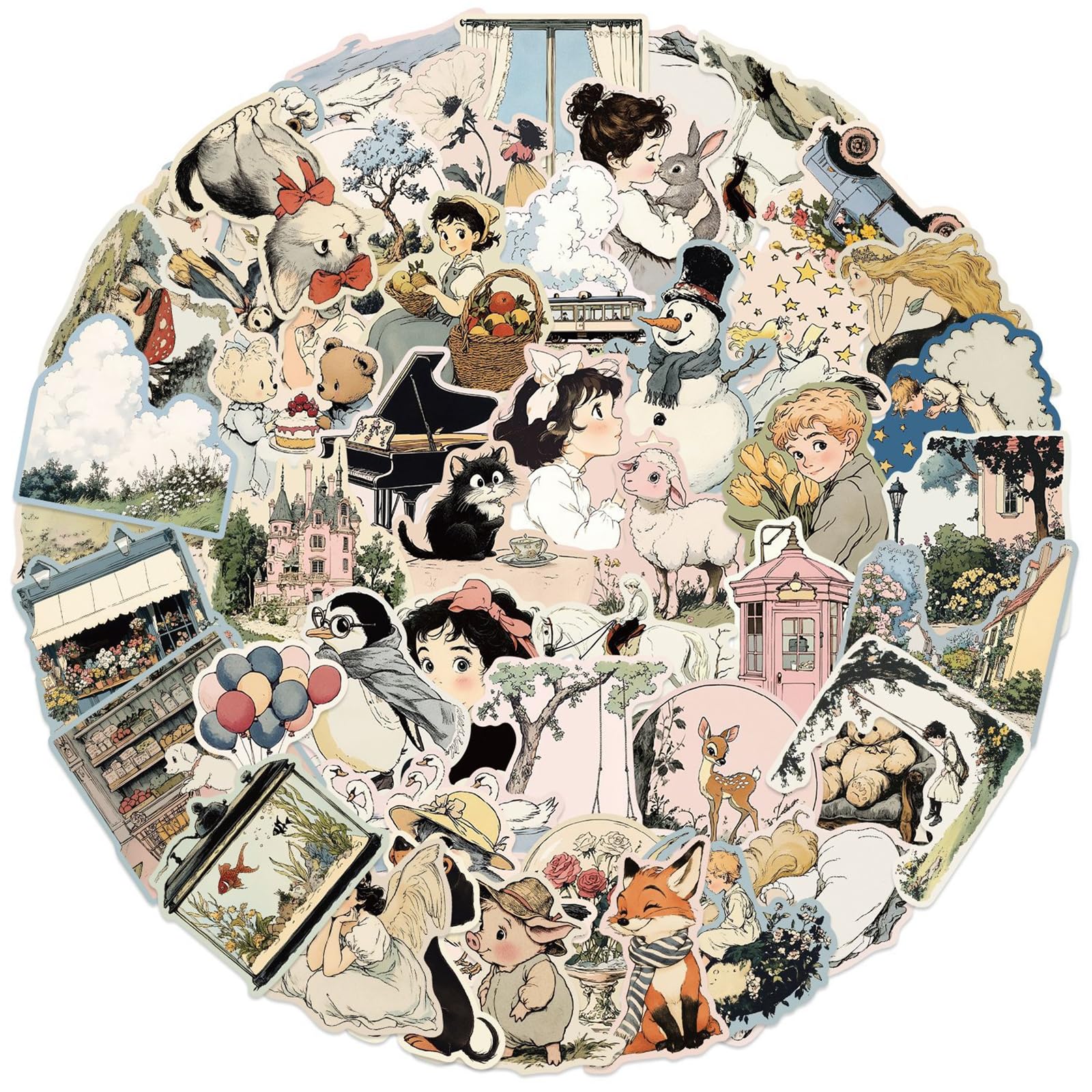 50 Pcs Vinyl Stuff Merch,Cartoon Stickers Waterproof Sticker Pack Gifts for Scrapbook Water Bottle Laptop Cups Kids Teens Adults