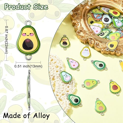 Miniatura 2 de DanLingJewelry 60 dijes de esmalte de color al azar de medio aguacate, esmalte de aguacate, para suministros de fabricación de joyas