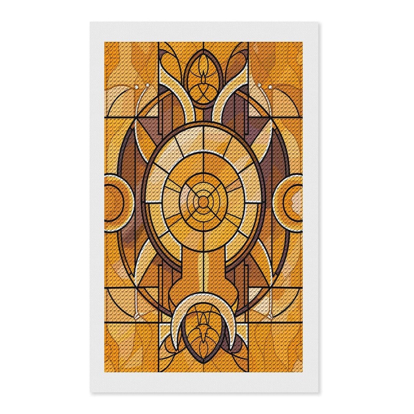 Junmoney Art Deco Stained Glass Window DIY Diamond Art Canvas Kit 12"x20", Pleasing Wall Art Project, Easy Handmade Project, Living Room Decor