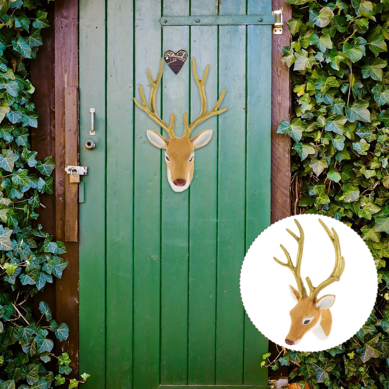 Gadpiparty Deer Head Wall Decor Deer Antler Wall Sculpture Fake Head Faux Antler Animal Wall Decor for Christmas Holiday Party Supply Decor