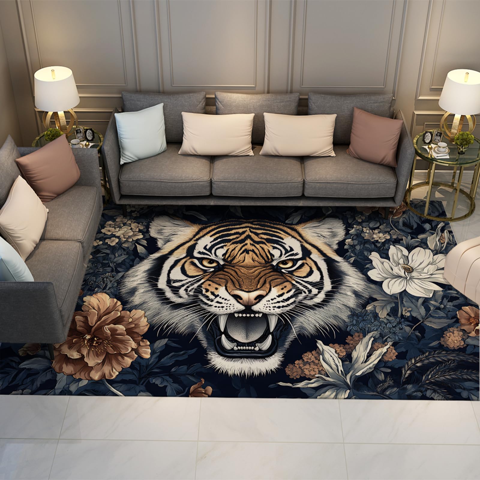 Tapis vintage grand format 180x270cm avec design traditionnel raffiné
