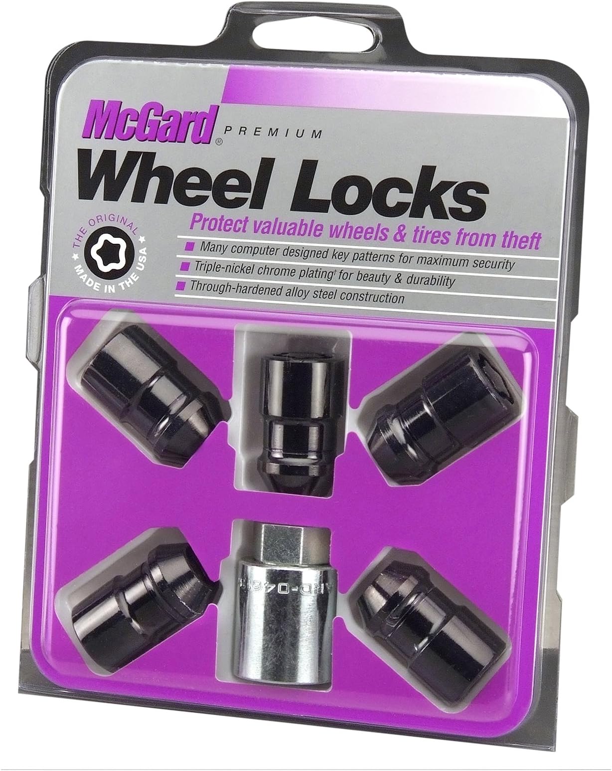 24526 Cone Seat Wheel Locks Black (M12 x 1.5 Thread Size) - Set of 5