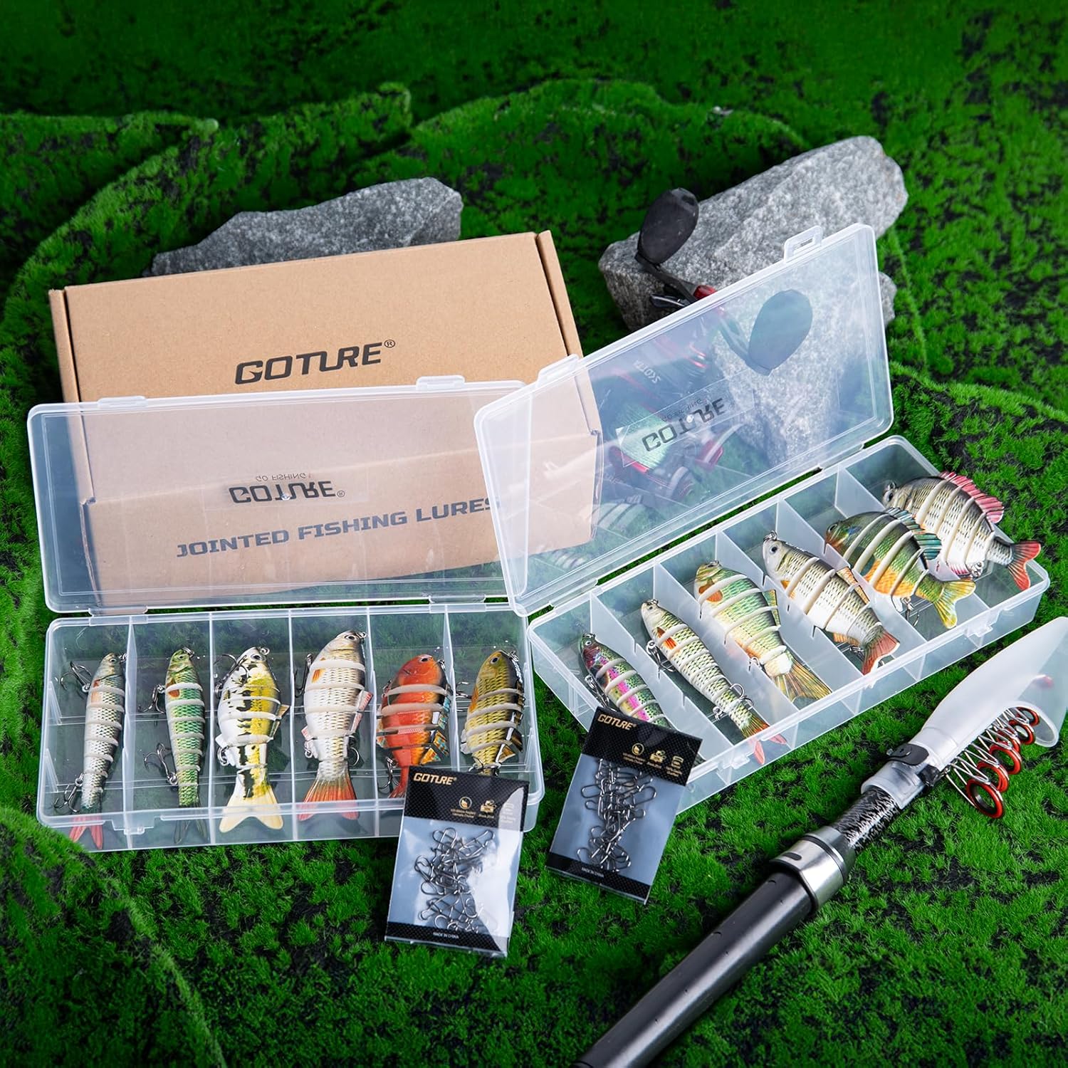 Goture Bass Fishing Lures, Lifelike Jointed Swimbait for Bass Trout Walleye Crappie Pike, Slow Sinking Segment Swimming Bait Fishing Lures for Freshwater and Saltwater, Gifts for Men