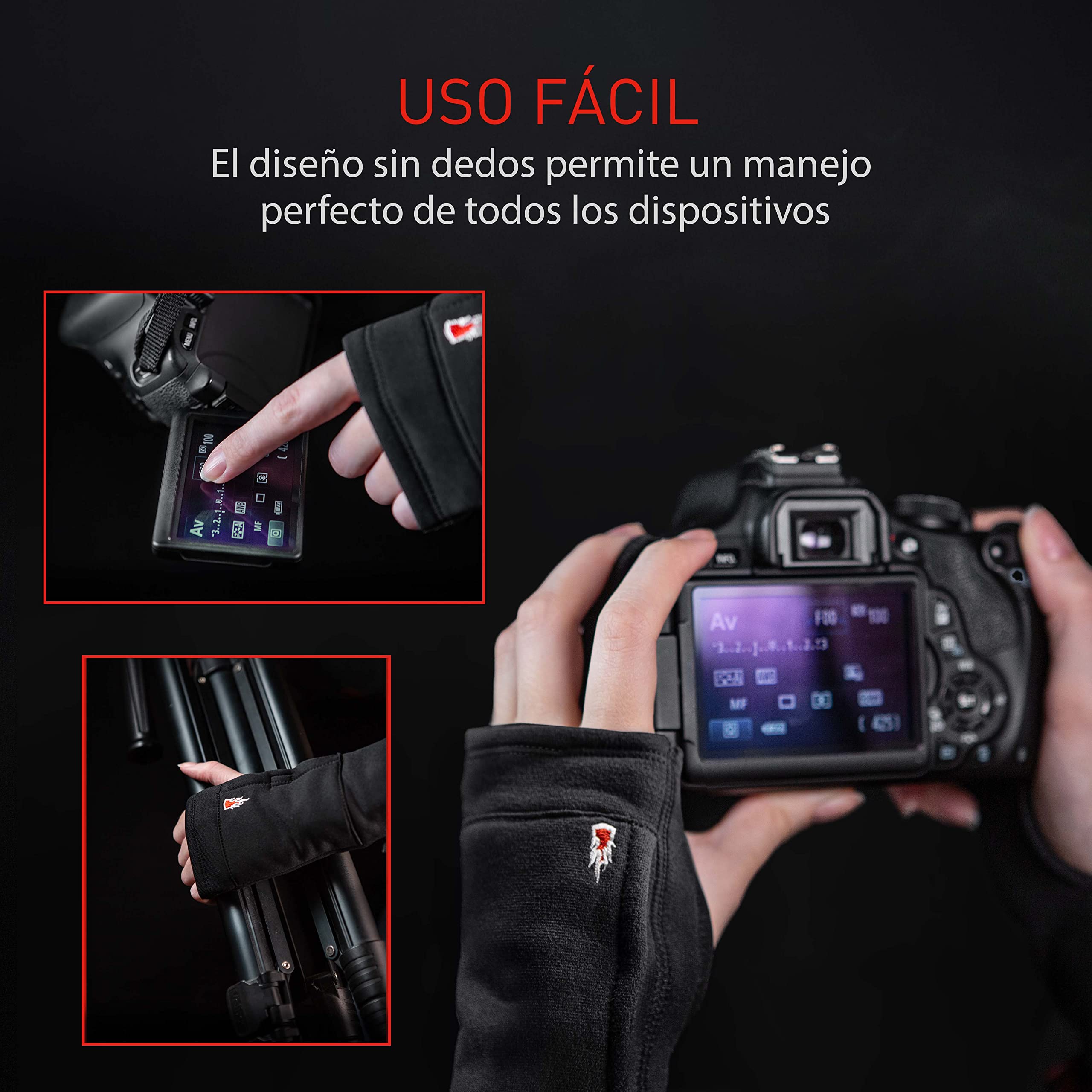 THE HEAT COMPANY Guantes sin dedos lana merino medio dedo invierno unisex