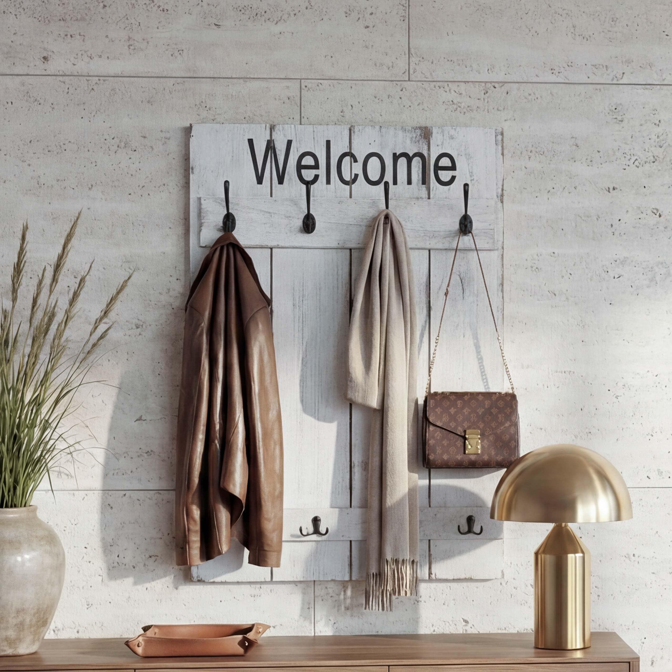 Mendler Wandgarderobe HWC-C89AM Welcome 91x60cm - weiß, shabby | Garderobe, Garderobenpaneel, Shabby-Look, Vintage